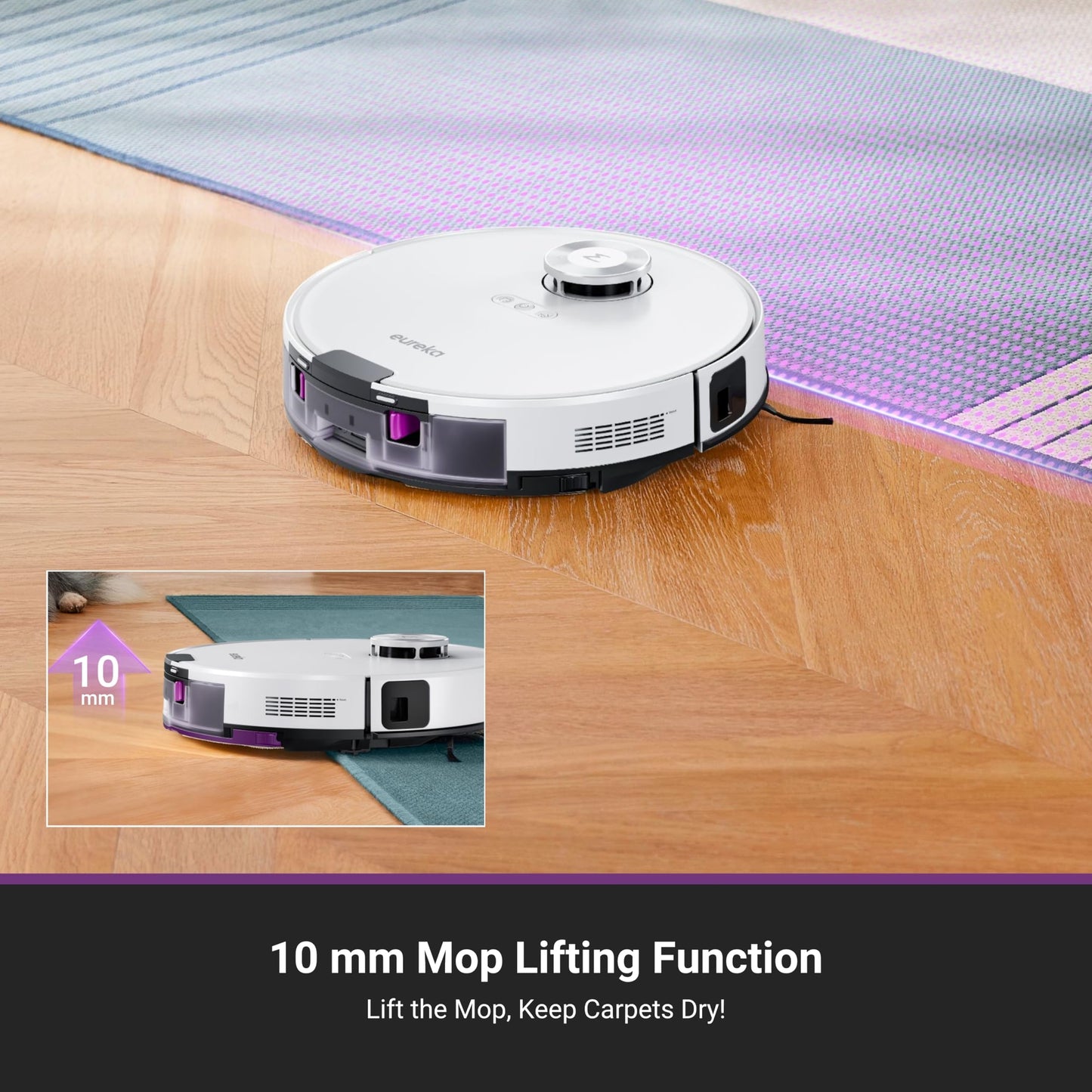 Eureka E20 Plus Robot Vacuum and Mop Combo, Robot Vacuum Cleaner with Bagless Self Emptying Station, 45-Day Capacity 8000Pa Suction and Anti Hair-Tangling Brush App Control LiDAR Navigation