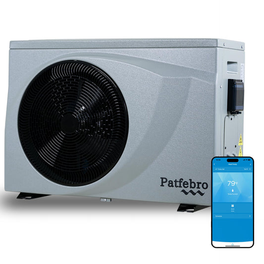 Patfebro 35,000 BTU Swimming Pool Heat Pump - Full DC Inverter Pool Heater for Above and In Ground Pools and Spas - Dual Heating and Cooling - APP Control - 220-240V