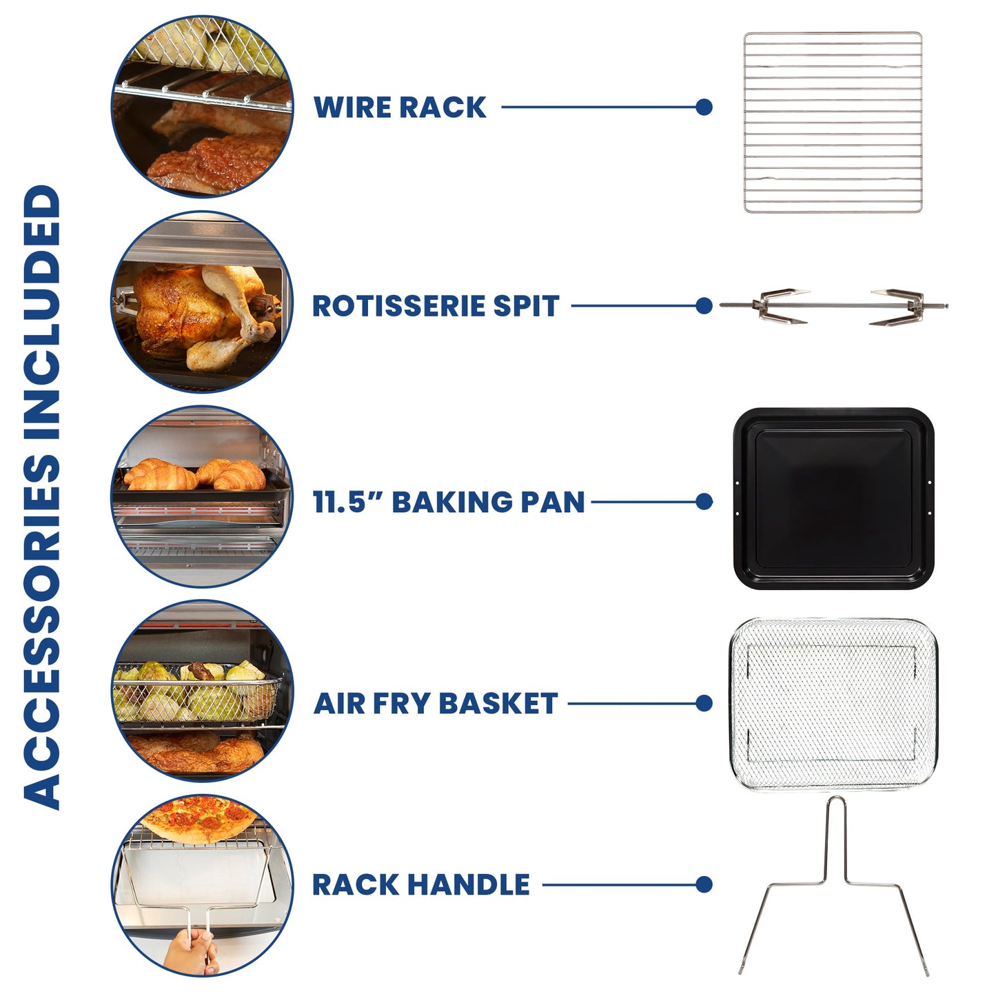Kenmore Digital 11-In-1 Air Fryer Toaster Oven Combo 26 Qt Convection Rotisserie Dehydrator Bake Broil 1800 Watts 80°-450°F Temp Controls Top & Bottom Heater Adjustments Stainless Steel Large Capacity