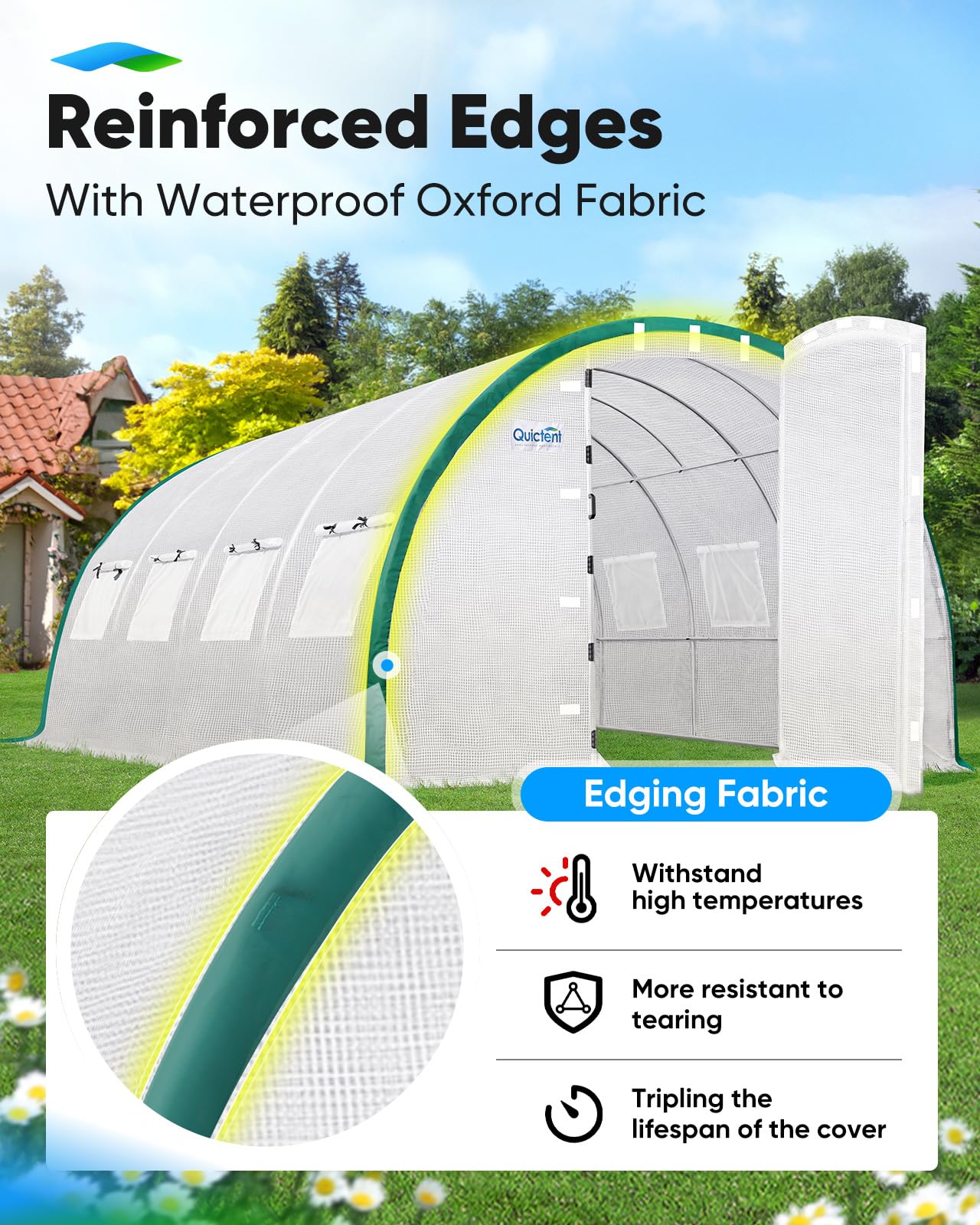 Quictent 20x10x6.6 FT Premium Greenhouse for Outdoors with 2 Door Frames, Reinforced Top Structure & Cover, Large Heavy Duty Walk-in Tunnel Hoop Green House for Garden Backyard Flower Winter, White