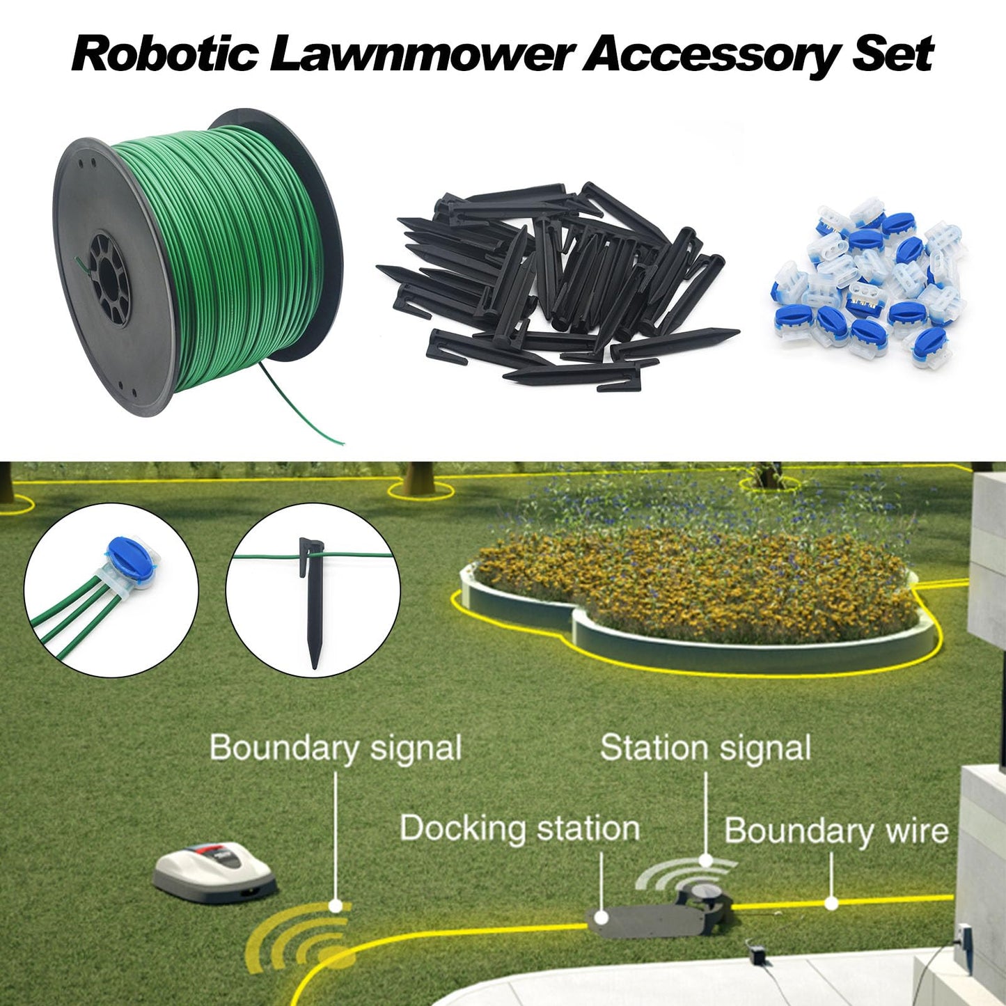 Multisland Universal Robotic Mower Boundary Wire Automatic Lawnmower 16 Gauge AWG 3.4 mm Perimeter Wire for Husqvarna Worx and Other Robot Lawnmower Brands, 458M/1500FT
