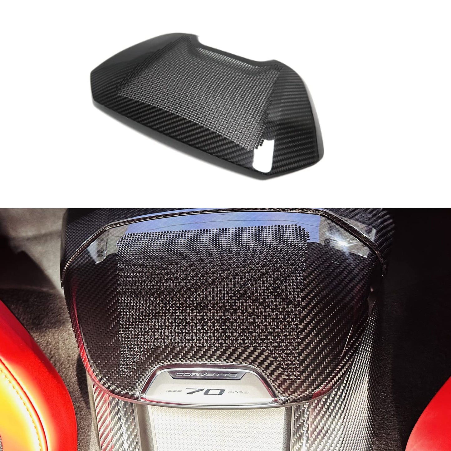 Yipmotiv Car Genuine Carbon Fiber Sound Speaker Cover for Corvette C8 Stingray Z06 Z51 E-Ray HTC Coupe 2020 2021 2022 2023 2024 2025 2026, Interior Phone Charger Waterfall Upper Trim