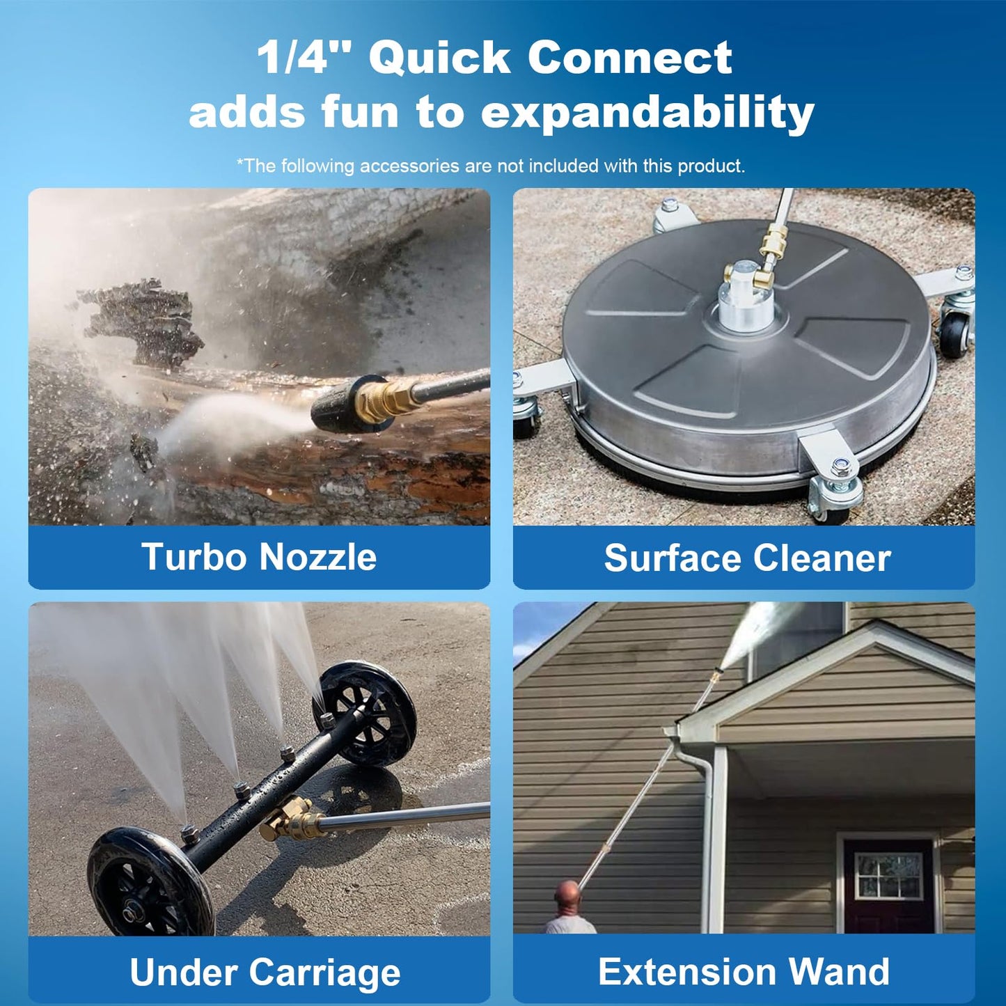 commowner Electric Pressure Washer 5000PSI 4.0GPM Power Washers with M22-14mm Pressure Hose 33FT, Power Sprayers High Pressure with 1/4" QC Compatible Surface Cleaner for Home Cars Driveways, Blue