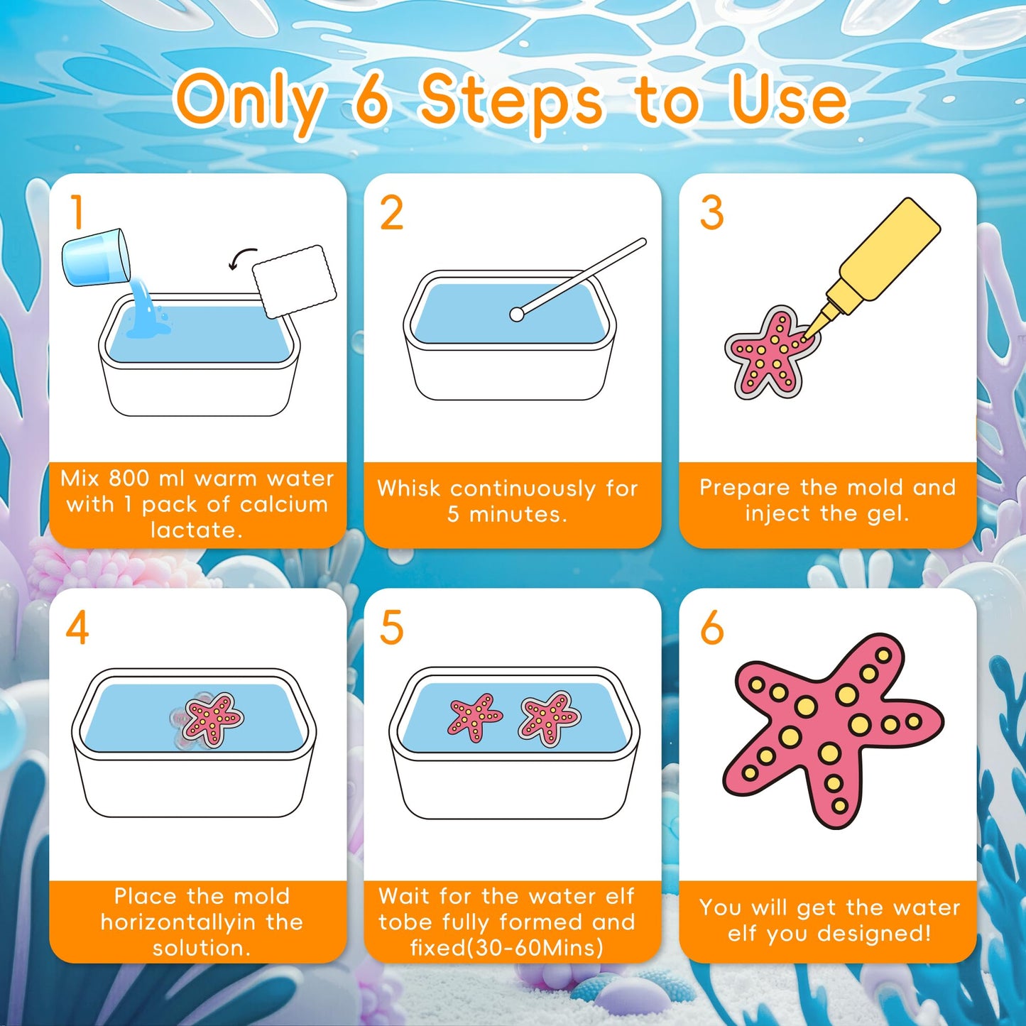 Timetome Magic Water Elf Toy Kit for Kids – 20 Gels (11 Standard + 6 Glitter + 3 Glow) & 10 Molds, DIY Squishy Maker, Aqua Fairy Gel Toys, Night Glow & Glitter, Valentine Gifts for Boys & Girls 3+
