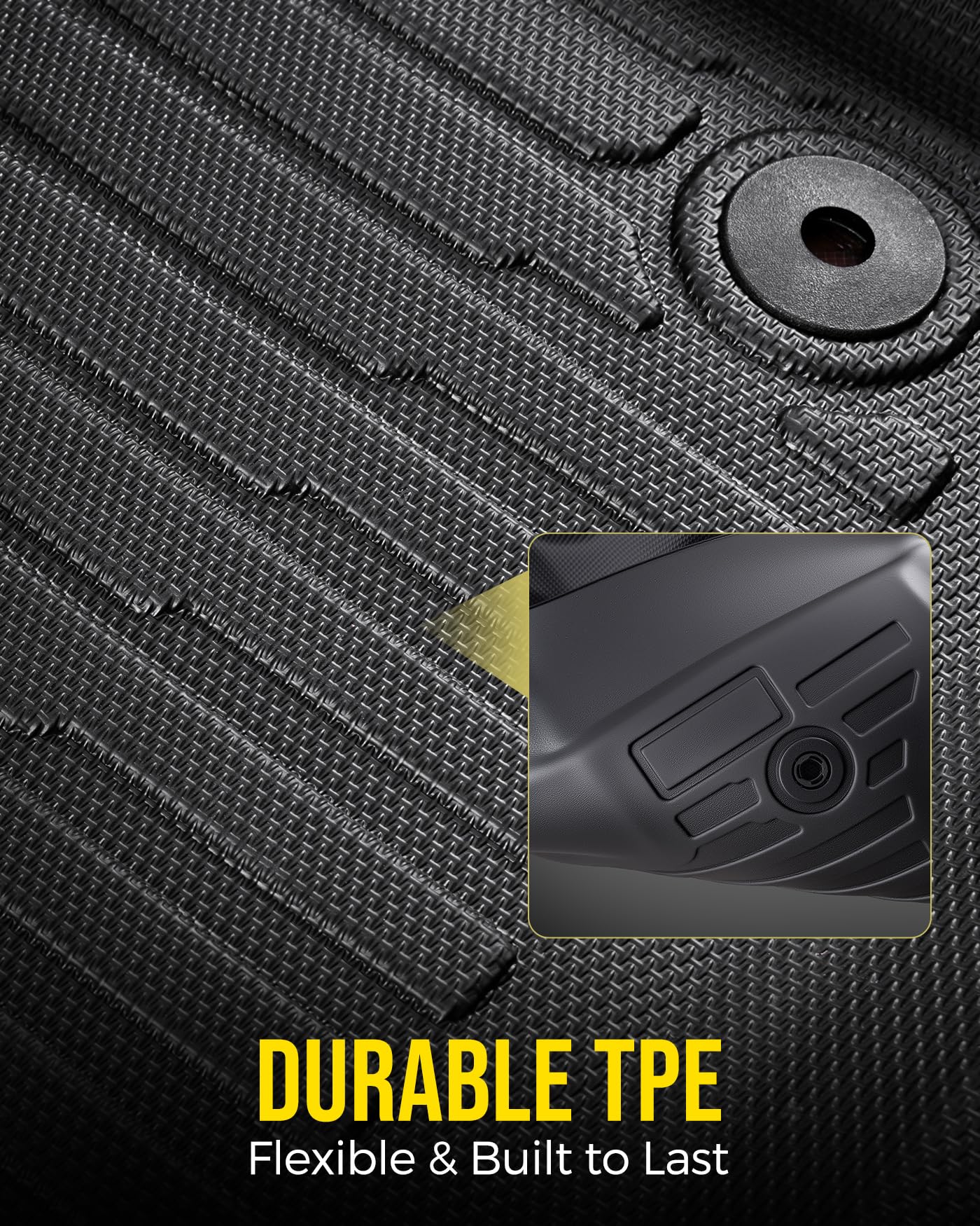 Car Floor Mats for Chevy Suburban: 2015–2020 8-Seater Only (2nd Row with Bench Seat) with Cargo Liner, Fits for GMC Yukon XL, Full Coverage All-Weather TPE Waterproof Accessories, Gift for Men