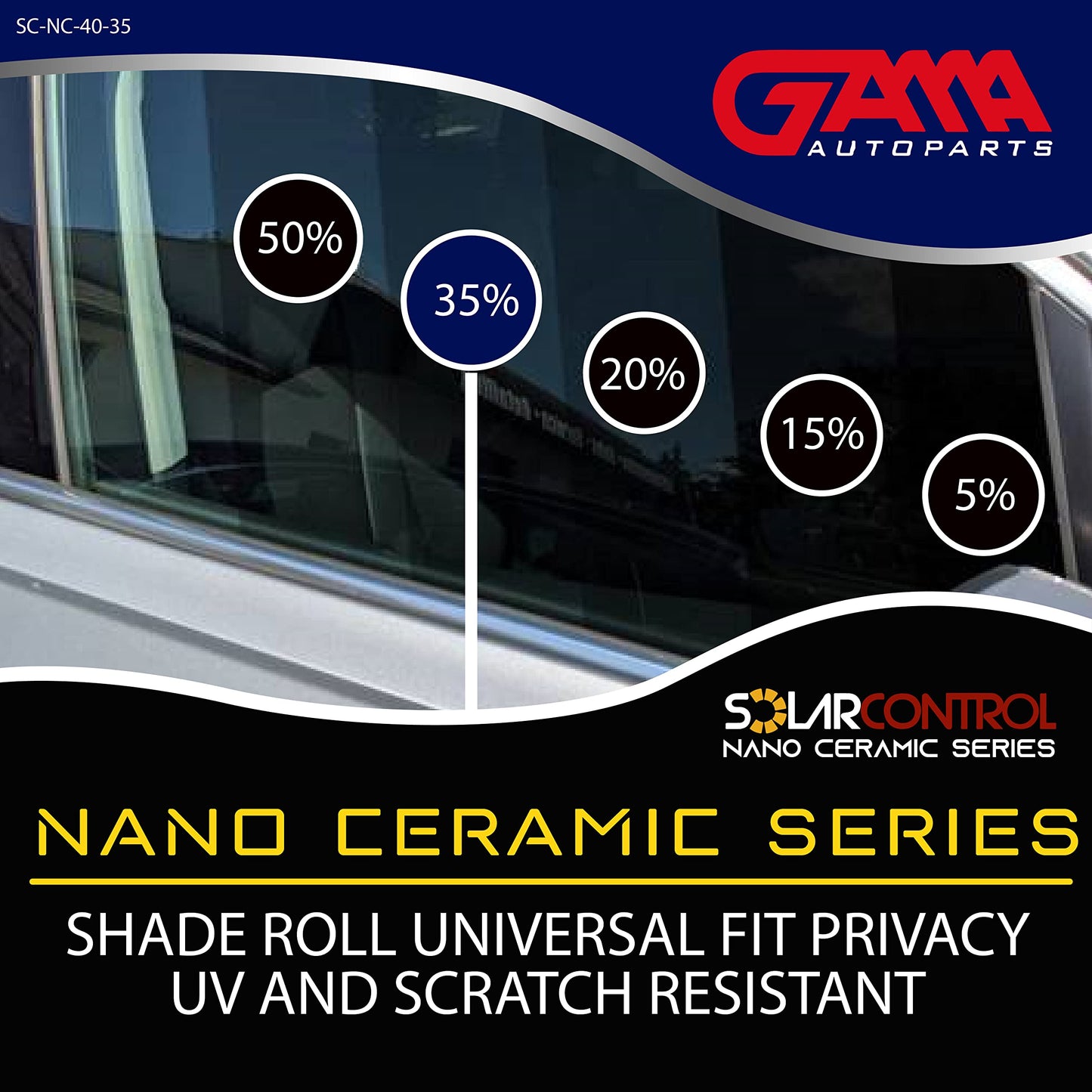 SOLARCONTROL Window Tint Car Film 2PLY 100% UV Rejection 40" X 100FT Nano Ceramic Shade Roll Universal Fit Privacy Sun Block and Scratch Resistant 90% Infra-red Rejection IRR (35% Medium Shade)
