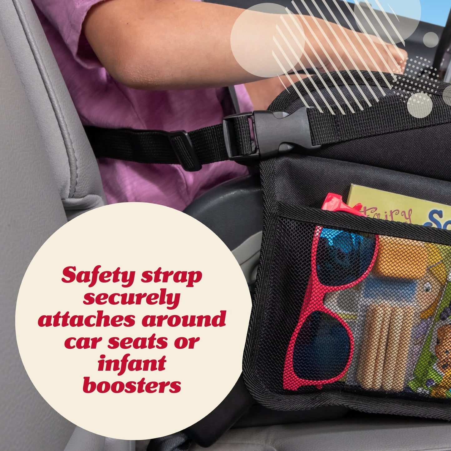 Lusso Gear Kids Car Seat Travel Tray - Dry-Erase Tablet Holder for Road Trip Activities - Cup Holder & Storage for Toddler Travel Essentials - Plane Activity Tray for Airplane Essentials - Dinos