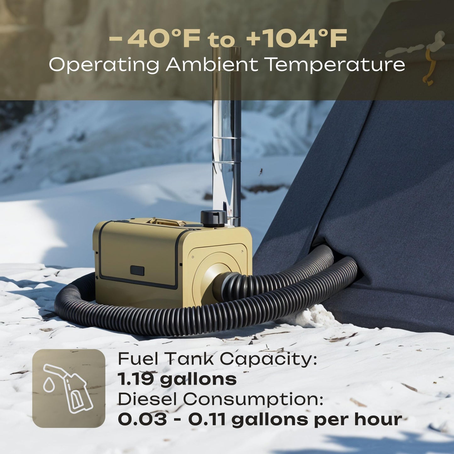Self-Powering Diesel Heater – 20,000 BTU Portable Off-Grid Heater for Camping, Overlanding, RV, Truck & Garage – No External Battery Needed, Dual Power Source, Quiet Operation