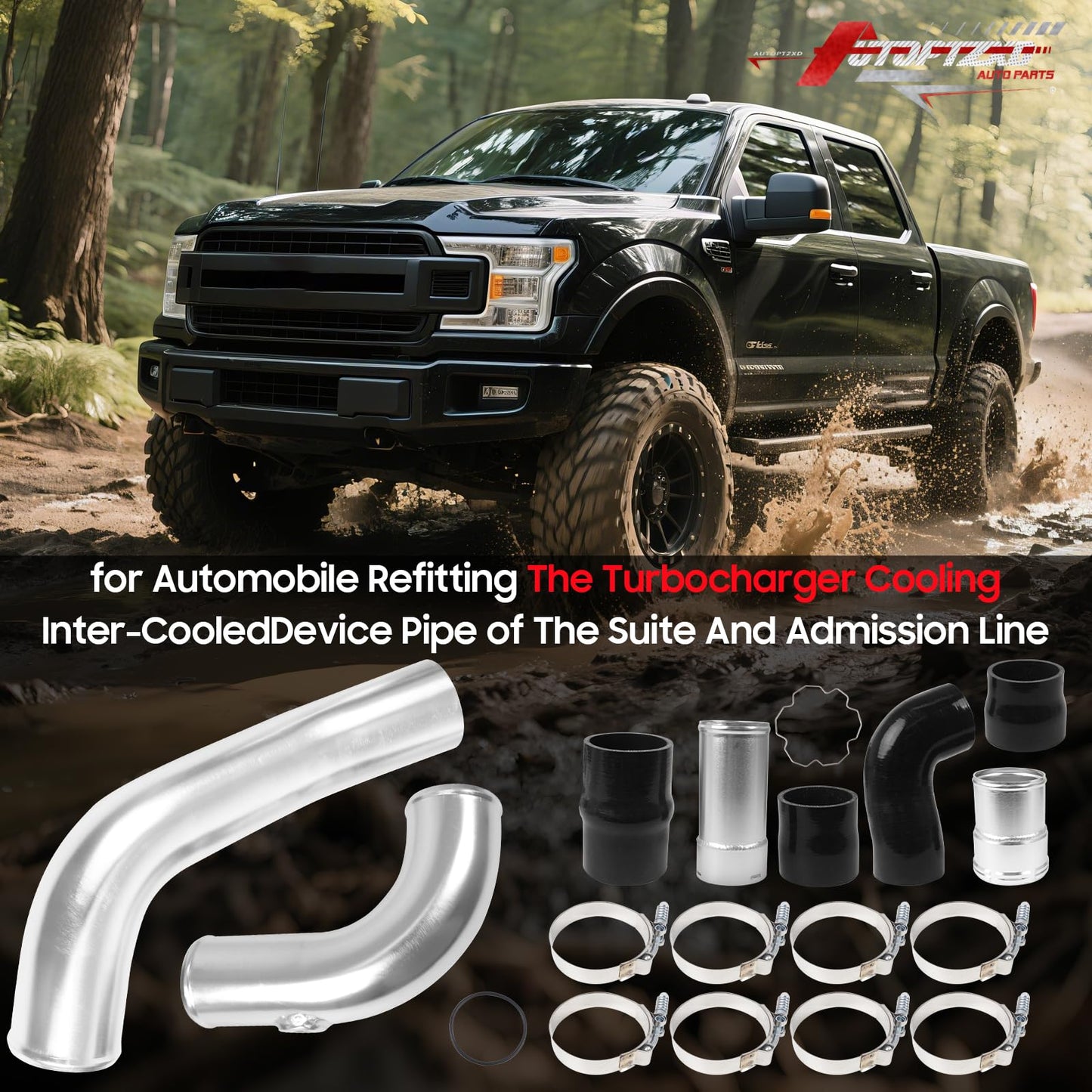 Max Flow Hot & Cold Side Intercooler Pipe Boot Kit for 2011-2016 Ford 6.7L Powerstroke Diesel Compatible with F-250 F-350 F-450 Super Duty