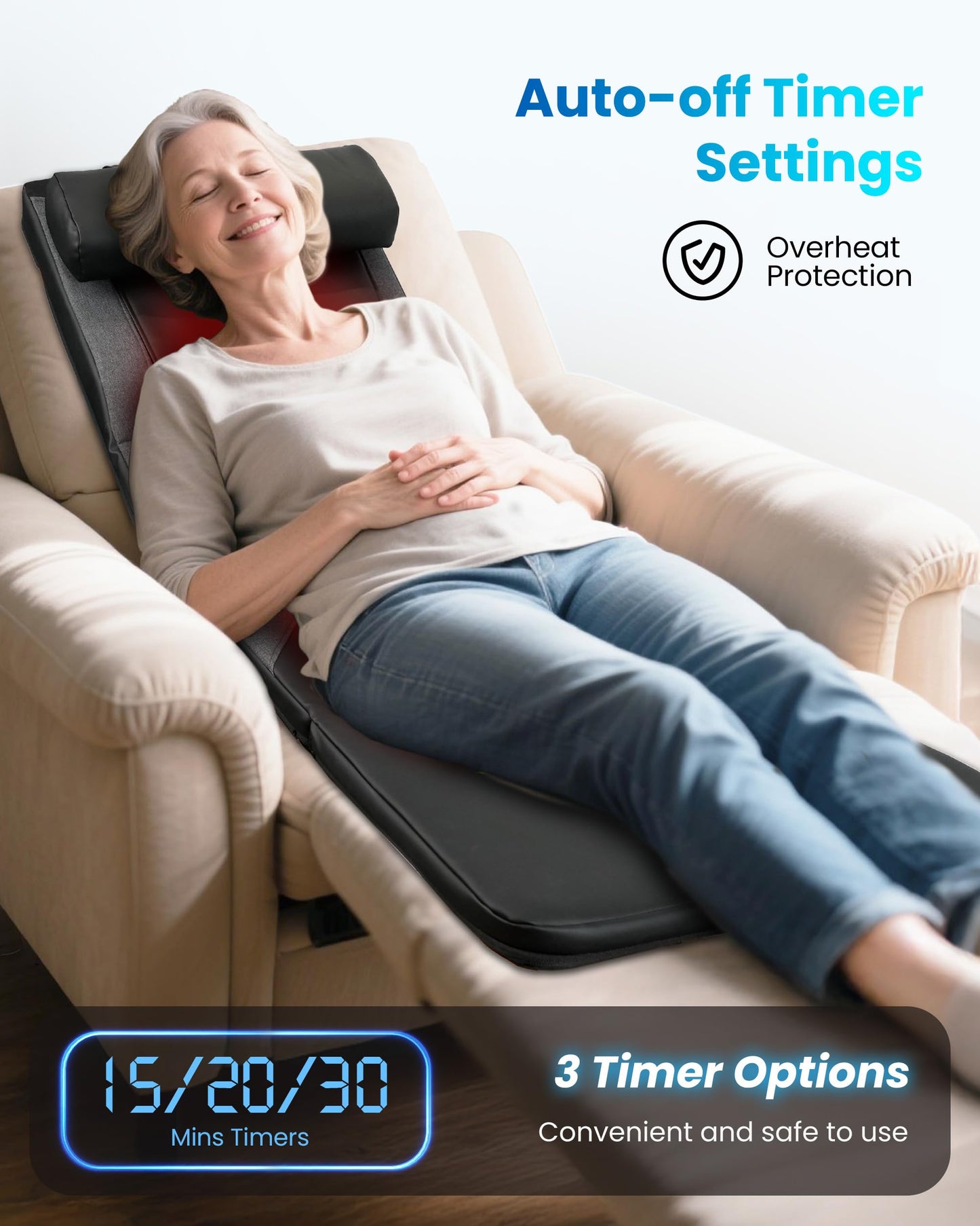 COMFIER Shiatsu Full Body Massage Mat with Heat, Back Massage Pad for Pain Relief Deep Tissue Kneading & Vibration Heating Chair Massager for Recliner, Sofa, Bed, Gifts for Men Women