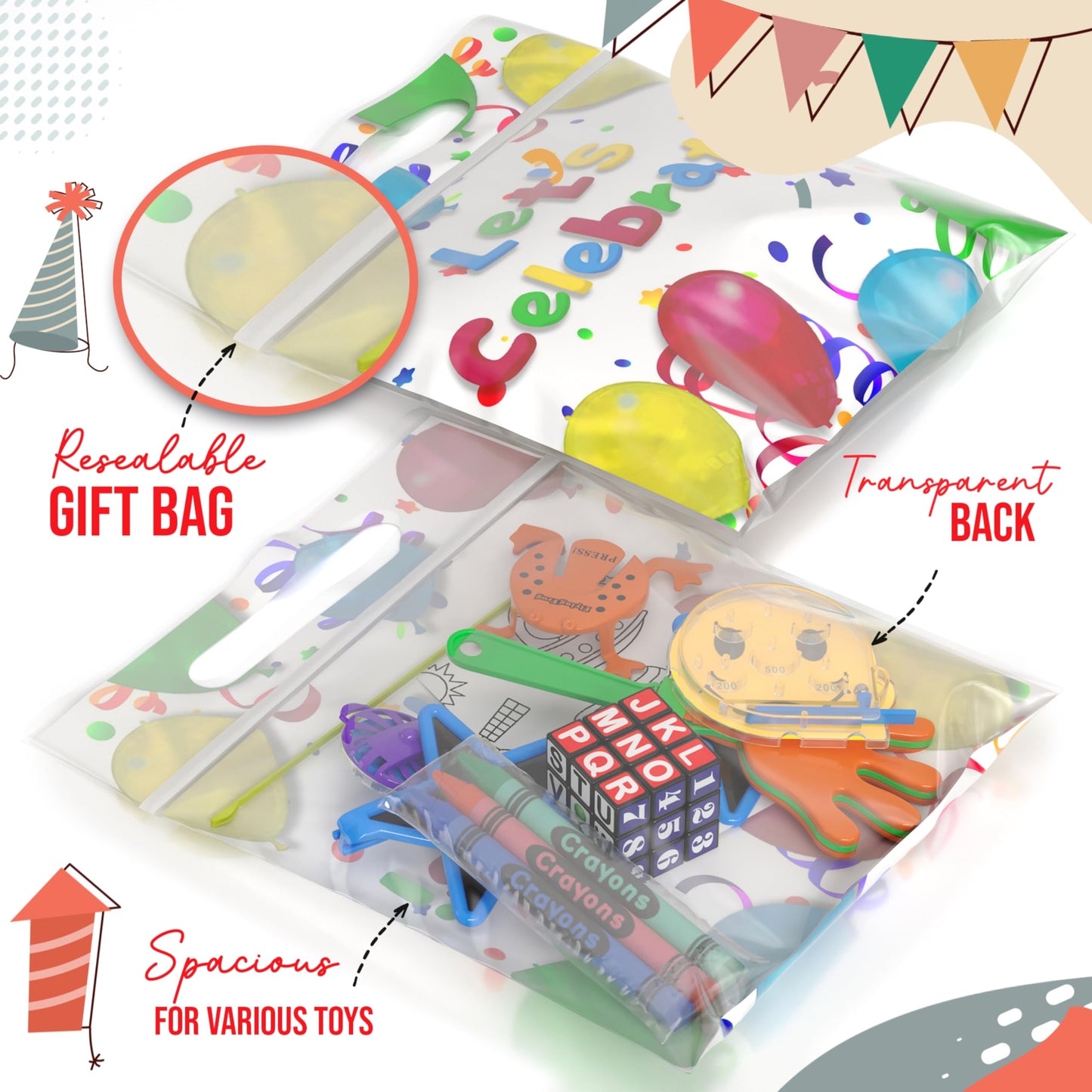 Crown Display Party Favors for Kids 25 Pre Filled Party Favor Bags - Fun Goodie Bags Stuffers for Kids with Fidget Toys and Small Toys Goody Bag Stuffers - Party Favors for Kids 4-8