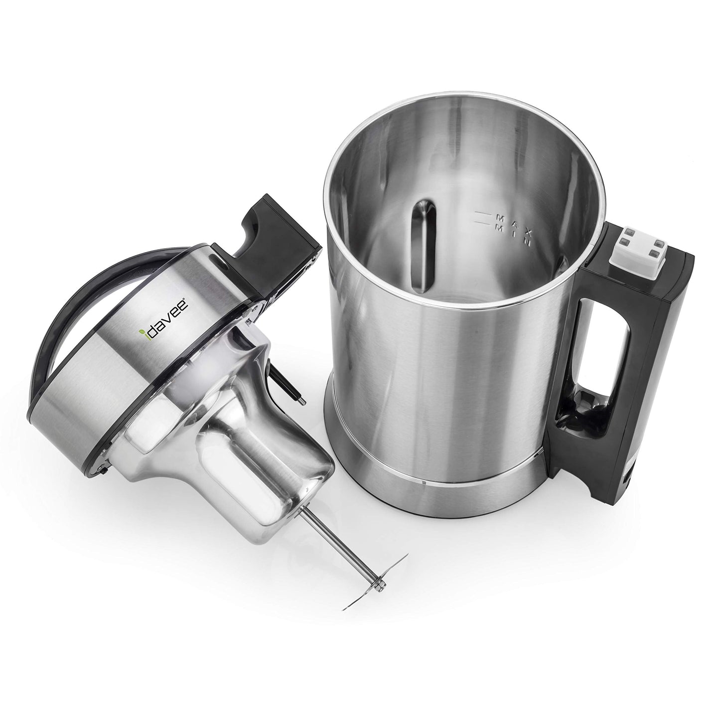 Idavee Brand - IAE15-1.9 Liter Automatic Hot Soy Milk (Almond, Rice, Quinoa Milk) Soup, Porridge & Cold Juice Maker - 2 Layer Stainless Steel - Recipe Booklet