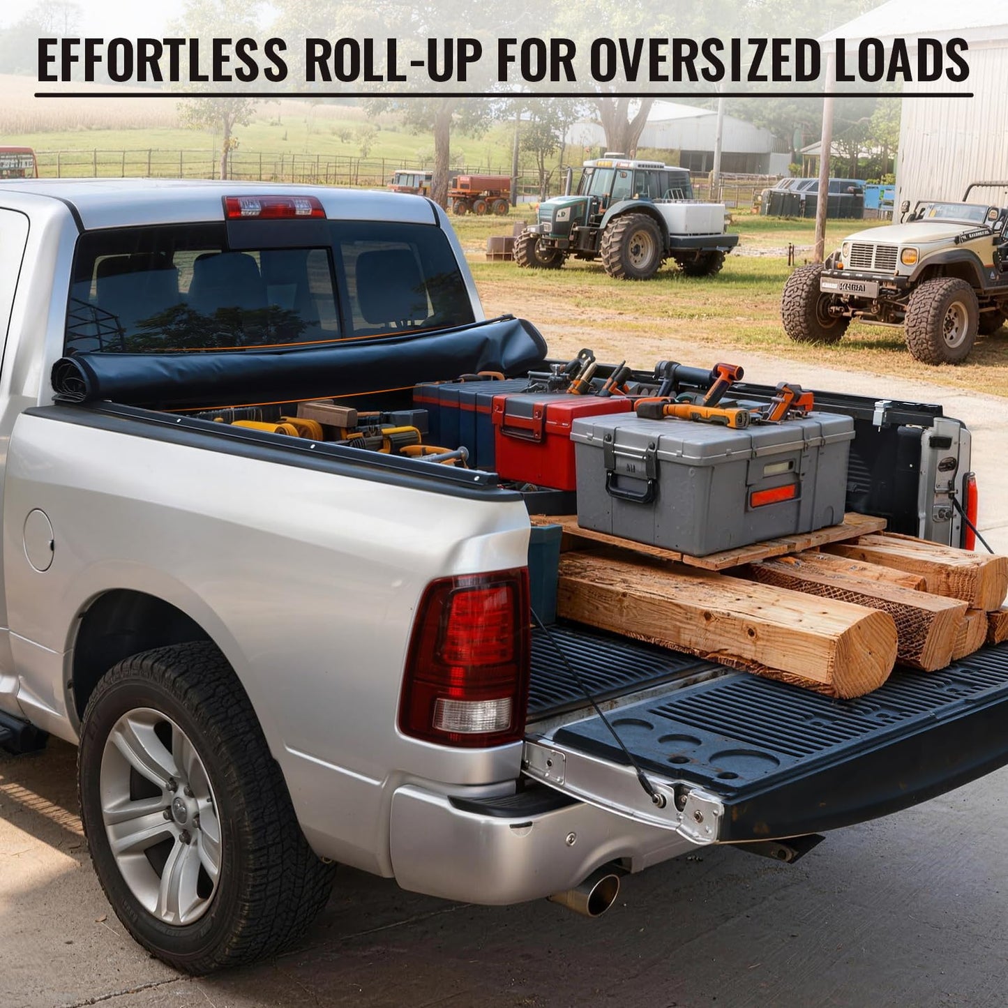 RHOBRA Soft Roll-up Truck Bed Tonneau Cover Compatible with 2007-2026 Toyota Tundra with 5.5ft Bed, 26.5oz Vinyl Soft Truck Bed Cover, Weather Resistant Bed Cover