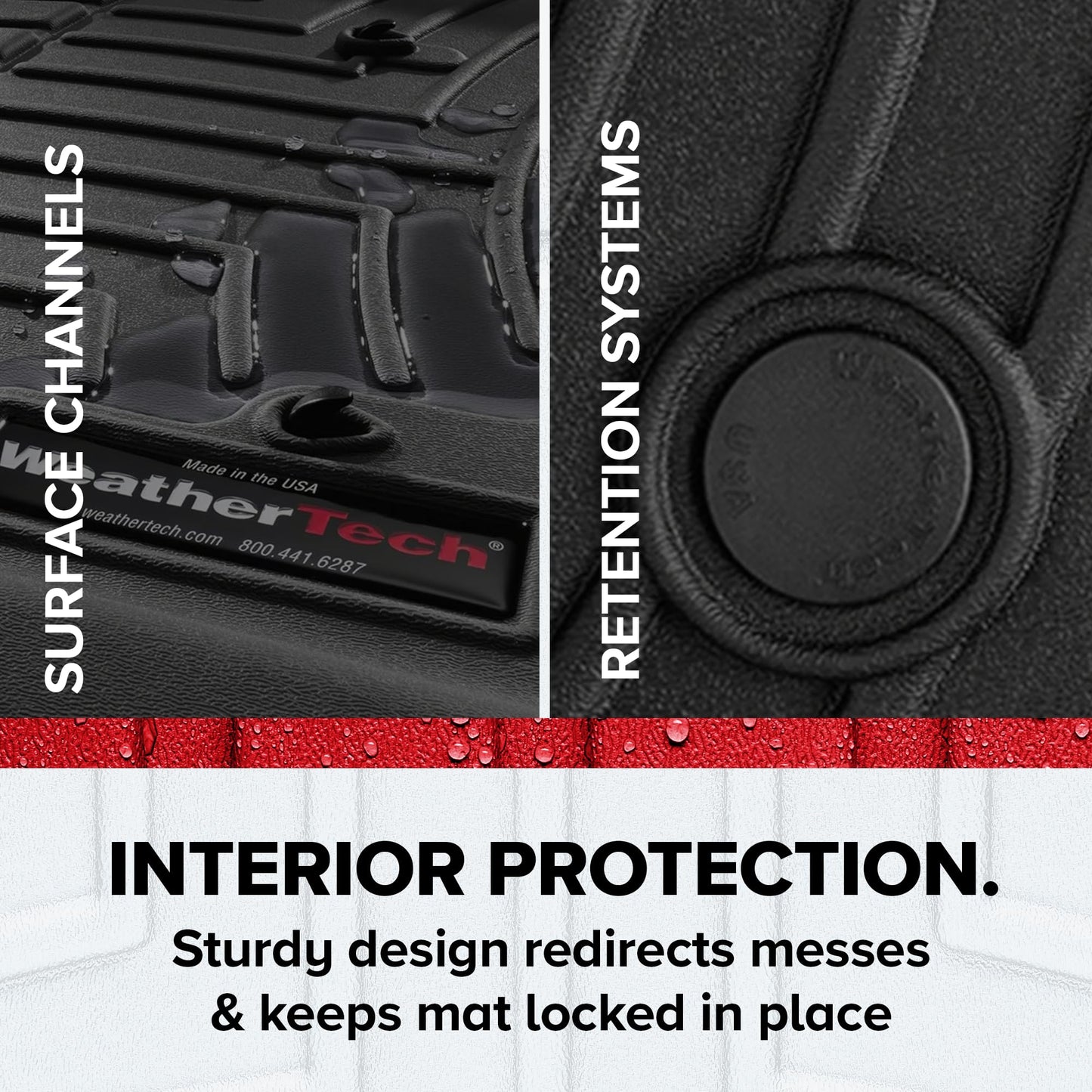 WeatherTech Custom Fit FloorLiners for Jeep Wagoneer L, Wagoneer, Grand Wagoneer - Full Set (441704-1-4), Black