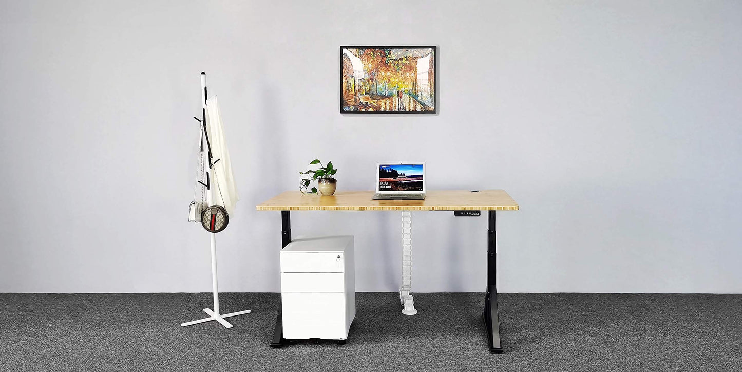 VWINDESK VJ205 Electric Height Adjustable Sitting Standing Desk Frame Sit Stand - Dual Motors 3 Stages Motorized Desk Base Only, Black