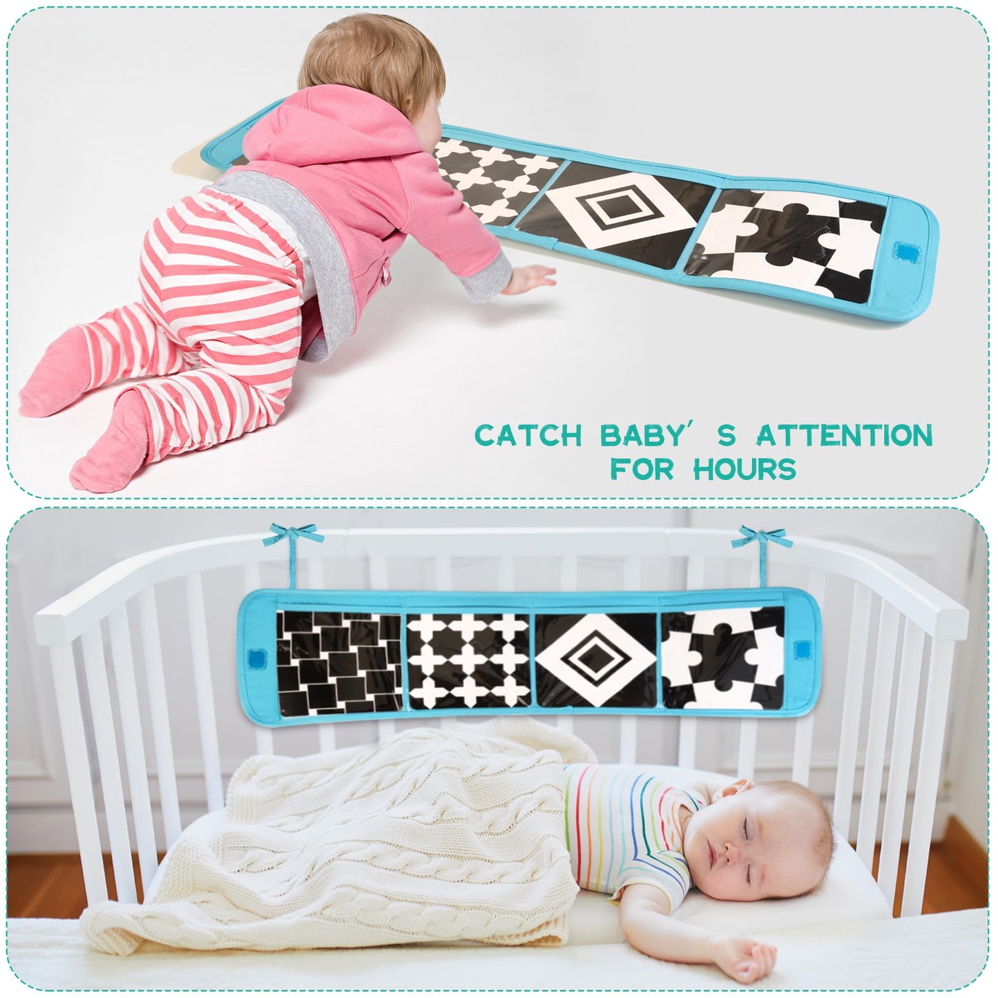 WOODMAM Montessori Toys for Babies 0-6 Months, 9 in 1 Learning Educational Sensory Toys for Newborn 0-3-6 Months, Includes High Contrast Cards, Baby Tissue Box Toy, Spinning Drum, Teether and More