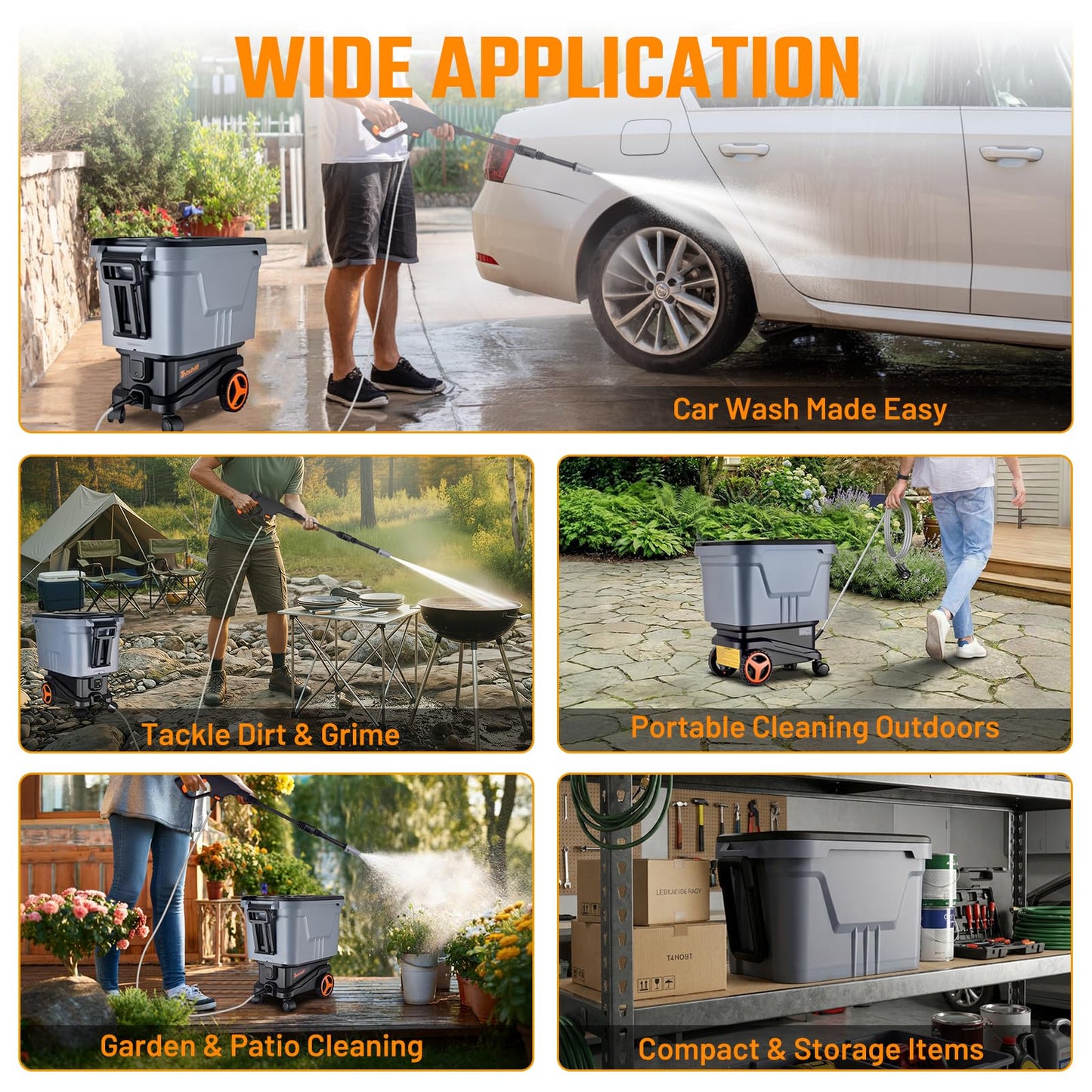 This Hill Electric Pressure Washer, Brushless Motor Washer with 3 Pressure Modes, 2000 PSI Portable Power Washer, 21V Dual-Row Fast Charging, High Pressure Washer for Car Fence Driveway Patio
