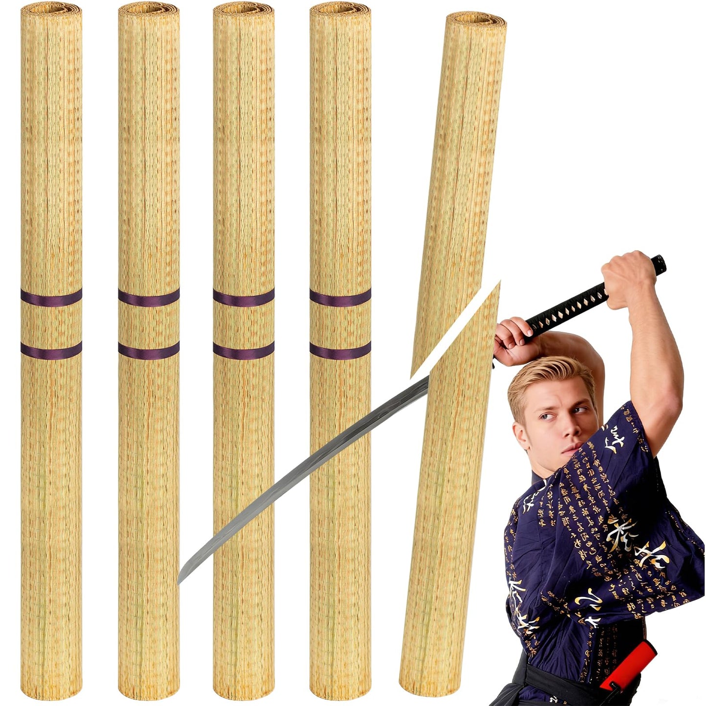 Tatami Mat for Sword Cutting, 20-Pack Authentic Igusa Tatami, 34x71 Inch Unrolled & Hand-Roll Modifiable for Tameshigiri, Iaido, Kenjutsu Training