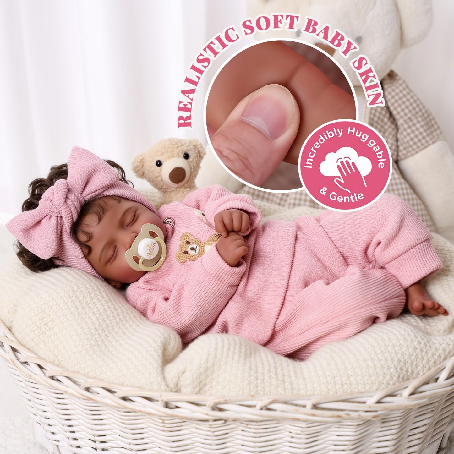 BABESIDE Reborn Baby Dolls Black Girl - 20 Inch Soft Body Realistic Baby Doll Handmade Real Life Baby Dolls with Clothes and Toy Gift for Kids Age 3+