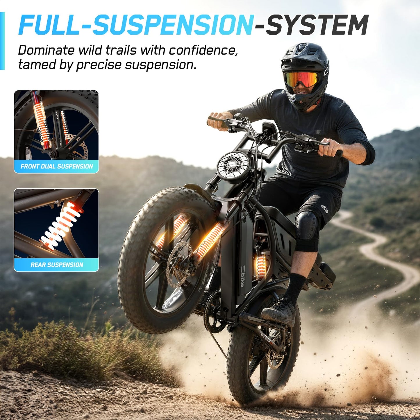 TS TST GRP LLC Electric Bike for Adults, 1500W Peak Motor Retro E Bike, Removable 48V 15Ah Dual Battery, 20" x4.0 Fat Tire, 28 MPH Max Speed, 110 Miles Range, Ebike with Suspension, Black