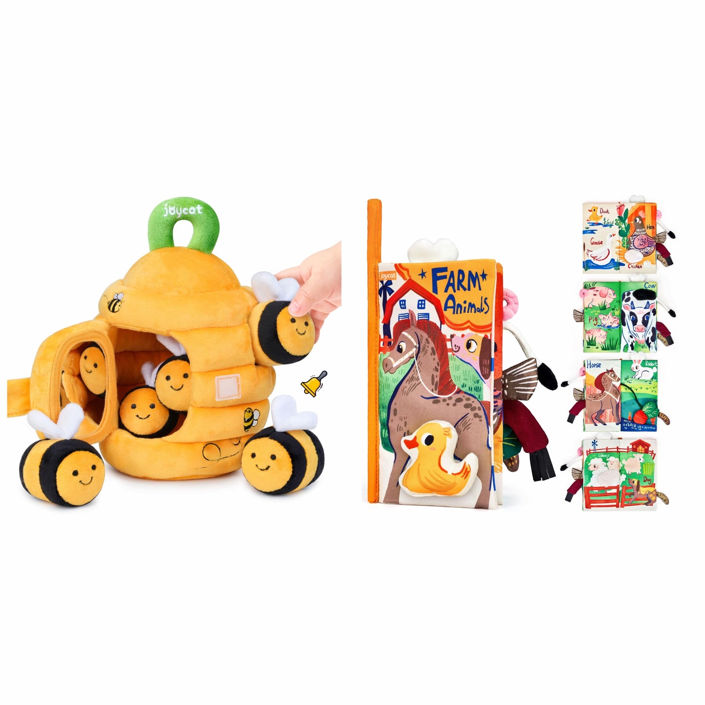 JoyCat Baby Toys 6-12 Months Farm Baby Books Toys 0-6 Months, Touch and Feel Tummy Time Crinkle Cloth Book for Infant 0-3-6-12-18 Months, Travel Toy Baby Shower Newborn Gifts for Boys Girls