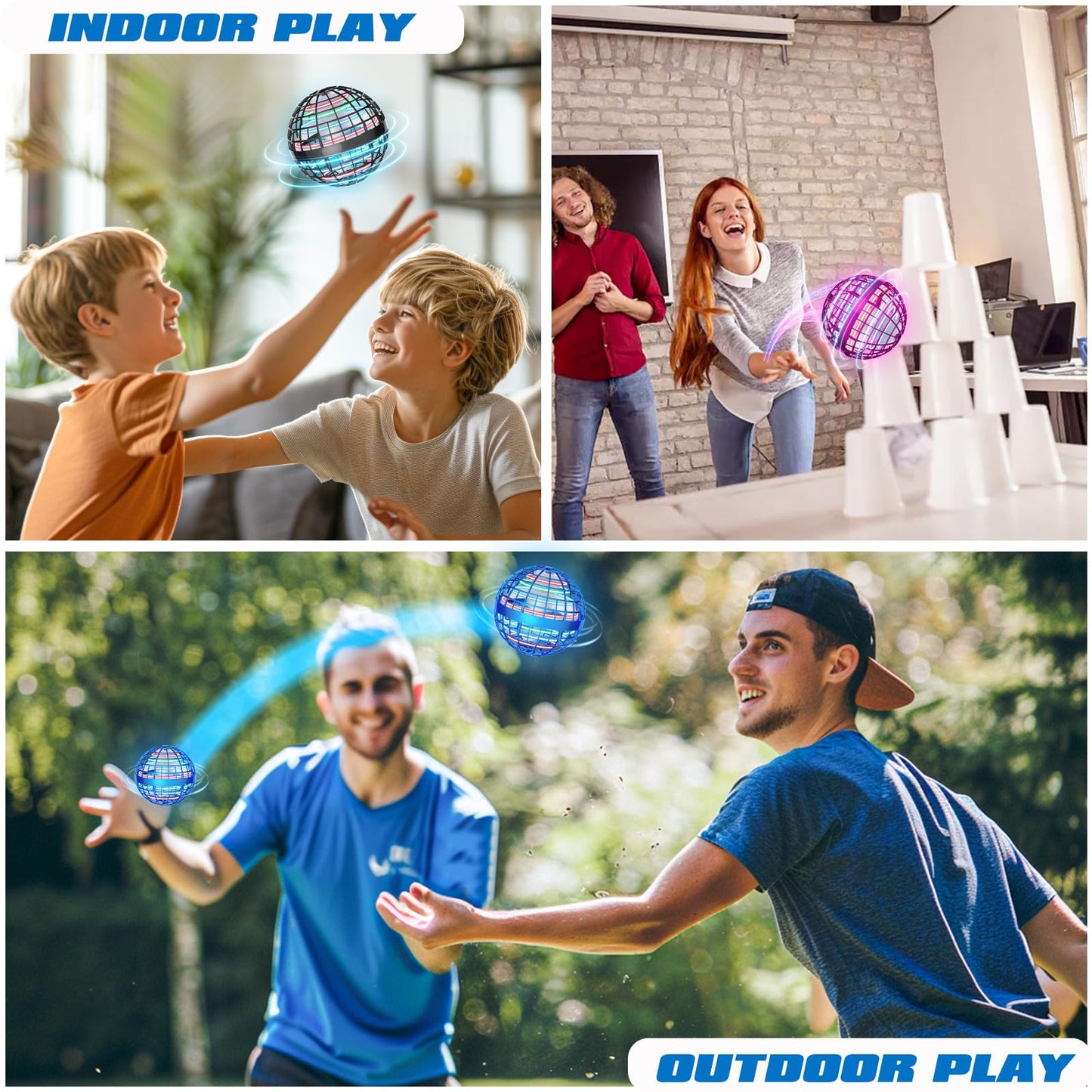 UROINT 2026 Flying Orb Ball for Kids, Magical Hover Cosmic Space Boomerang Rotating Floating Mini Hand Drone Stocking Stuffer Xmas Toys for Girls Boys Teen Age 6 7 8 9 10+ Gray