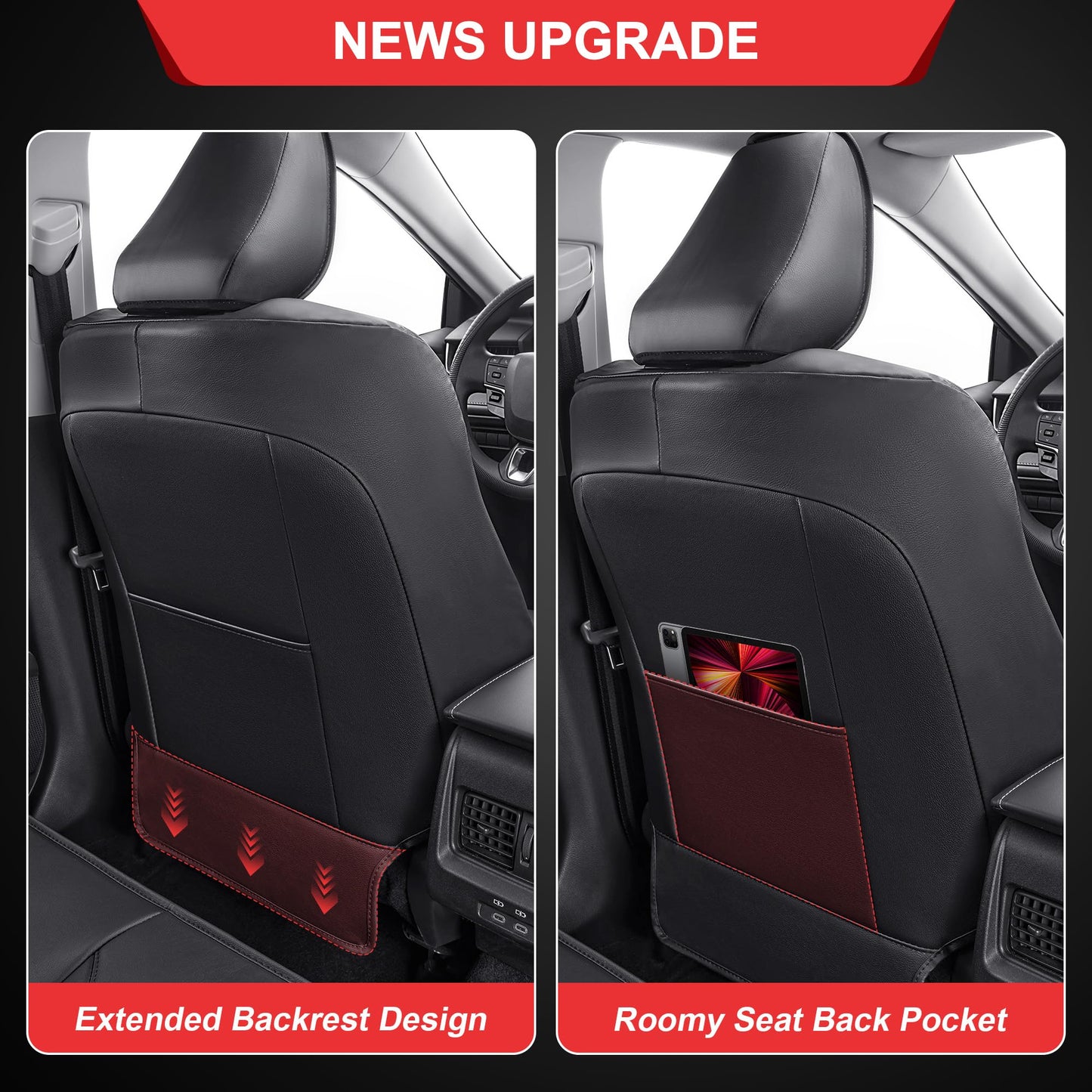 TTX LIGHTING Custom Fit for Toyota Camry Car Seat Covers 2012 2013 2014 2015 2016 2017 Full Set Waterproof Faux Leather Airbag Compatible Black