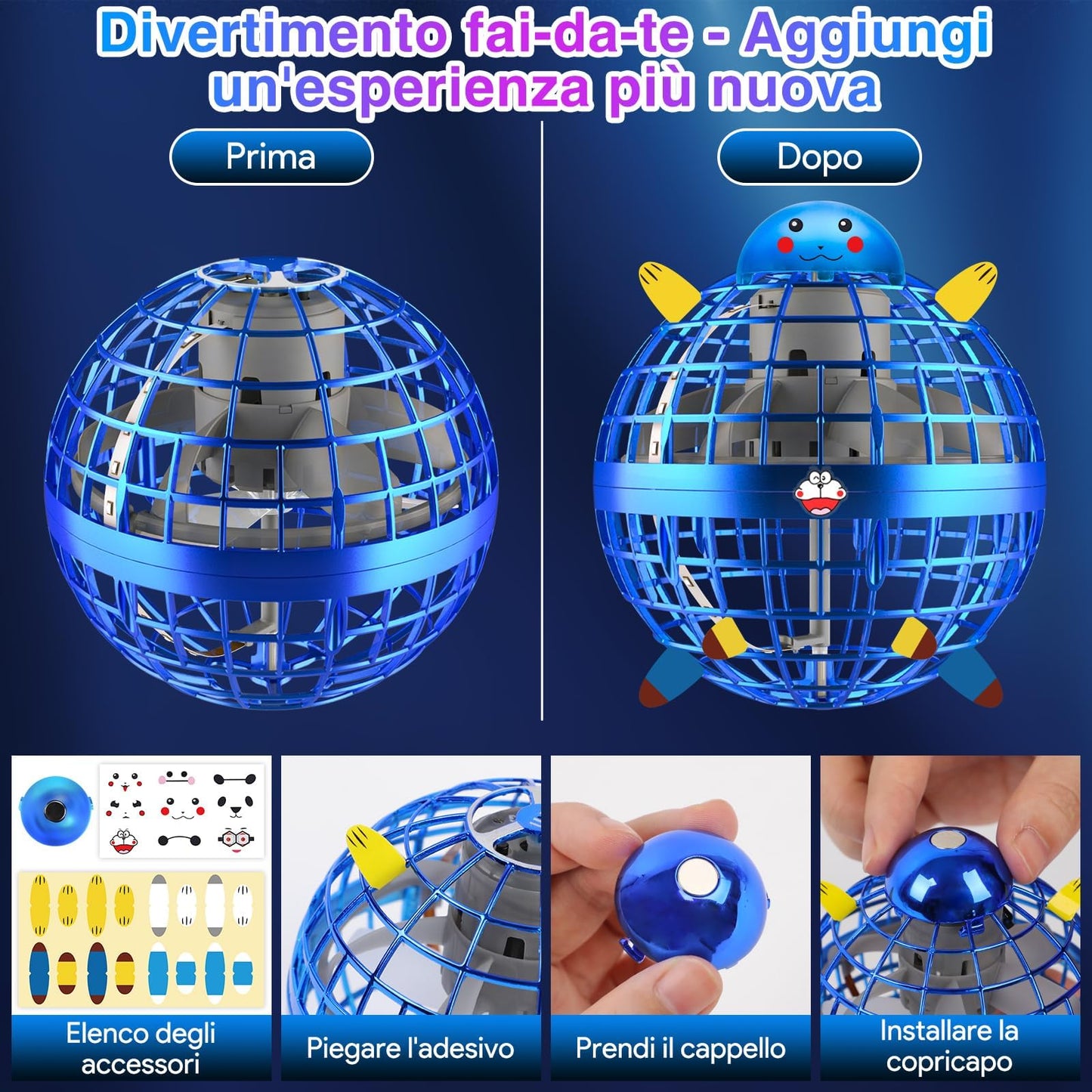 Flying Orb Ball Toys 2025, Soaring Hover Boomerang Spinner Hand Controlled Mini Drone Cosmic Globe Spinning Kids Adults Outdoor Fly Toy Birthday Gift Cool for Boys Girls 6 7 8 9 10 11 12 Year(Blue)