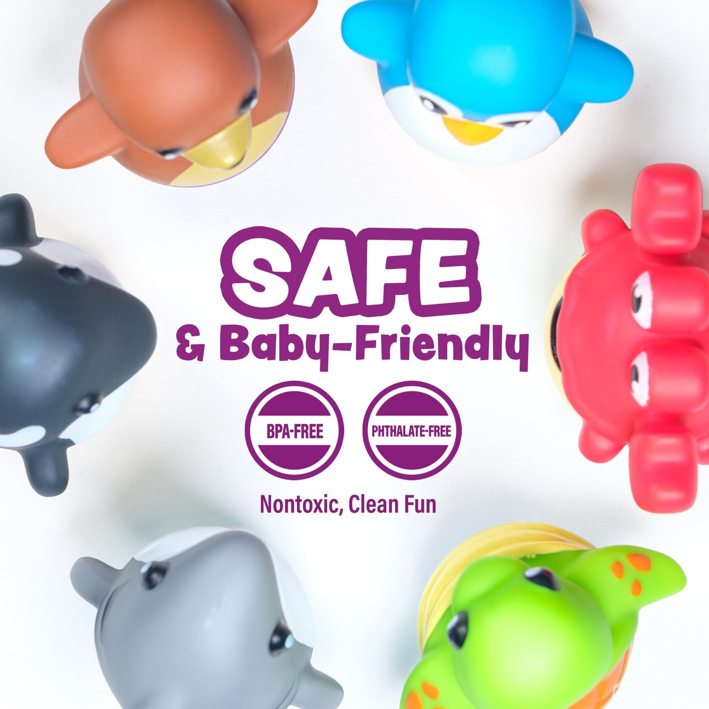 Tub Works® Tub Bobbers™ Bob, Wobble & Float Upright Toddler Bath Toys, 6 Pack | Unique Wobbling Action | Sealed, No Hole Baby Bath Toys | Engaging Bathtub Toys for Kids | Water Table & Baby Pool Play