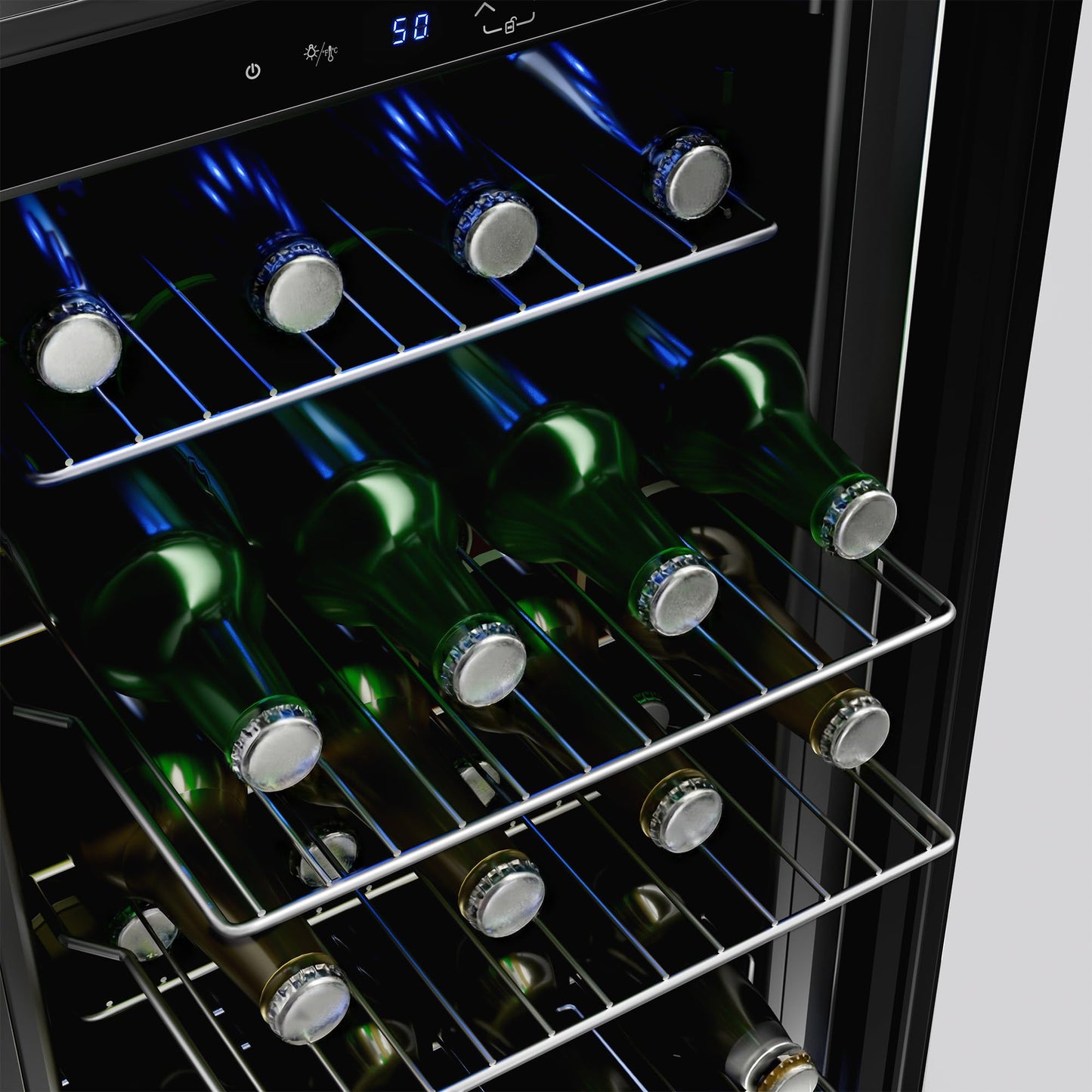 Empava 15 inch Undercounter Beverage Cooler Refrigerator with Glass Door, Freestanding Drink Fridge with LED Light, Touch Control, 80 Cans Capacity