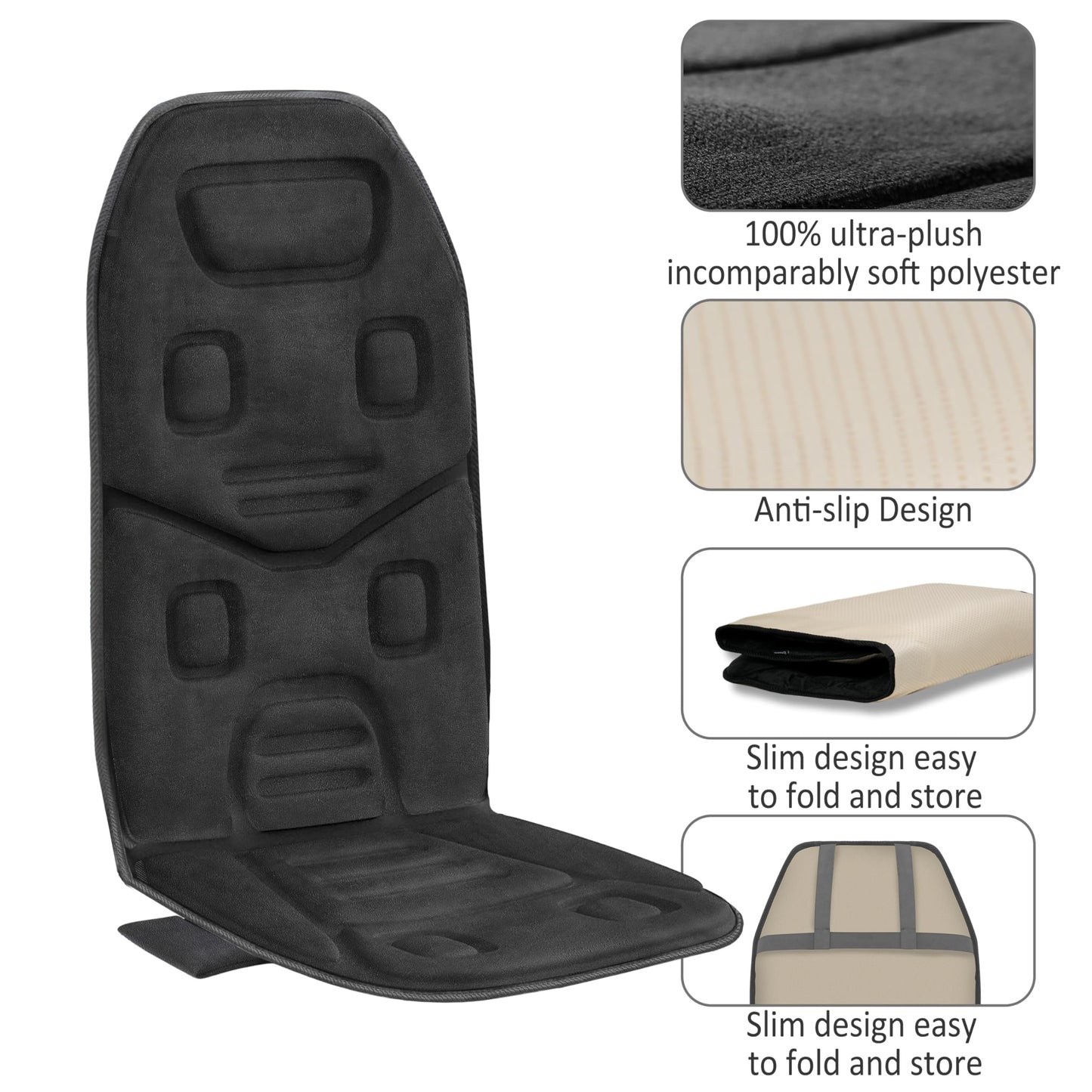 COMFIER Back Massager Seat Cushion with Heat,10 Vibration Motors, Massage Chair Pad,Chair Massager for Pain Relief at Office/Home
