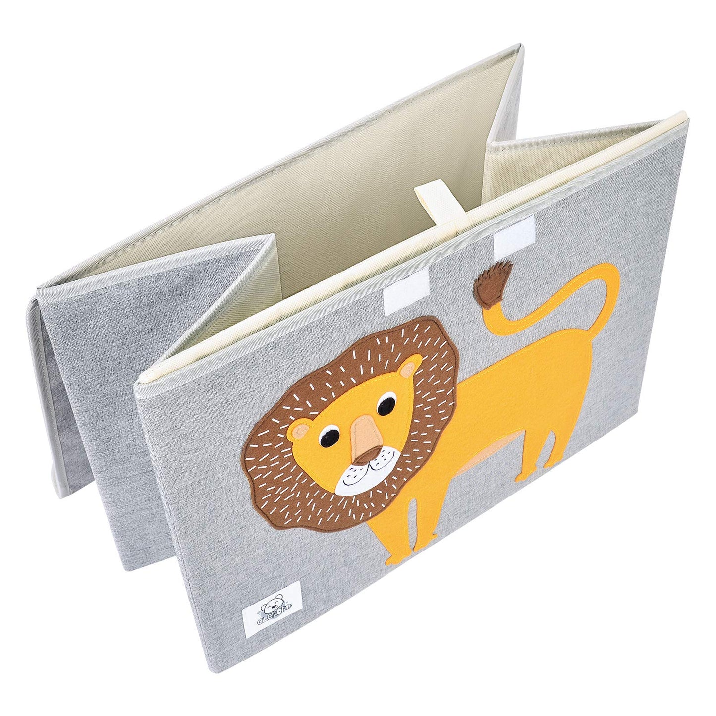 CLCROBD Foldable Large Kids Toy Chest with Flip-Top Lid, Collapsible Fabric Animal Toy Storage Organizer/Bin/Box/Basket/Trunk for Toddler, Children and Baby Nursery (Lion)