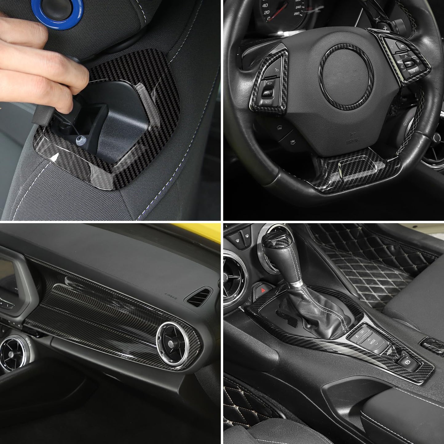 RT-TCZ for Camaro Carbon Fiber Interior Trim Kit, Dash Cover Trim Bezel for Chevy Camaro 2016-2024 Carbon Fiber Interior Accessories 12pcs