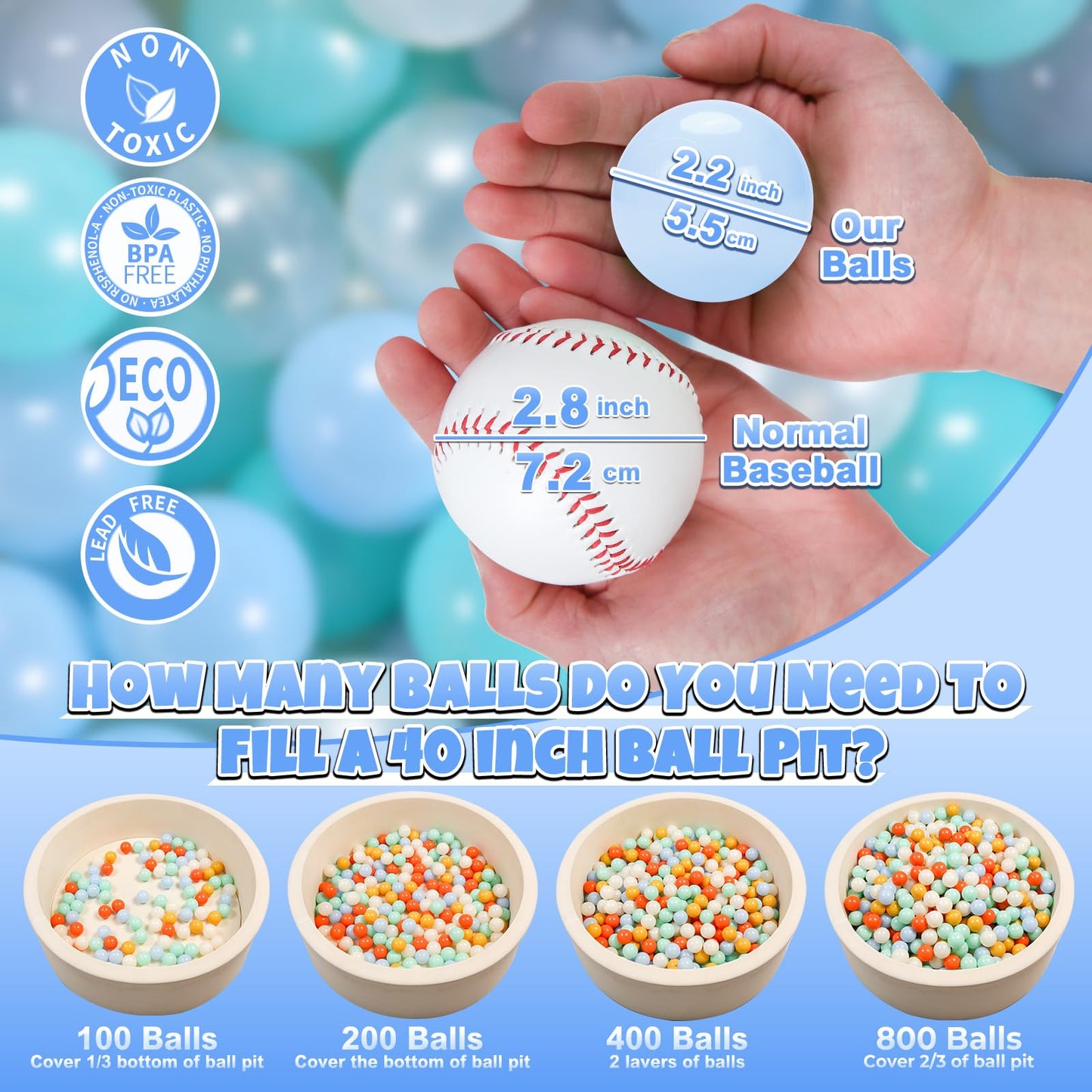 GOGOSO Playpen Balls for GirlsToddlers for Playhouse, Baby Pool, Play Ball Fun Centers, for Babies, Kids, Toddlers 1-3, Phthalate Free BPA Free 100pcs