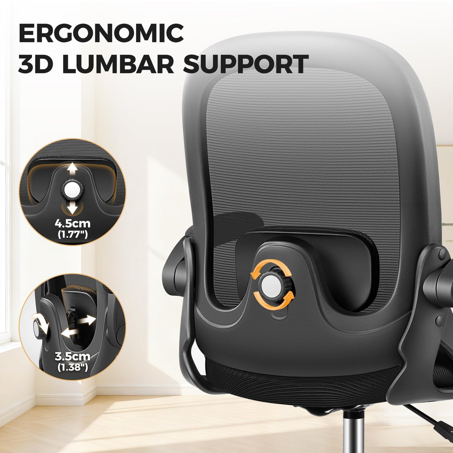 Primy Home Office Drafting Chair - Tall Desk Chair with Flip-up Armrests 3D Lumbar Support, Comfort Drafting Chair with Footrest for Standing Desk, High Chair for Bar Study Work