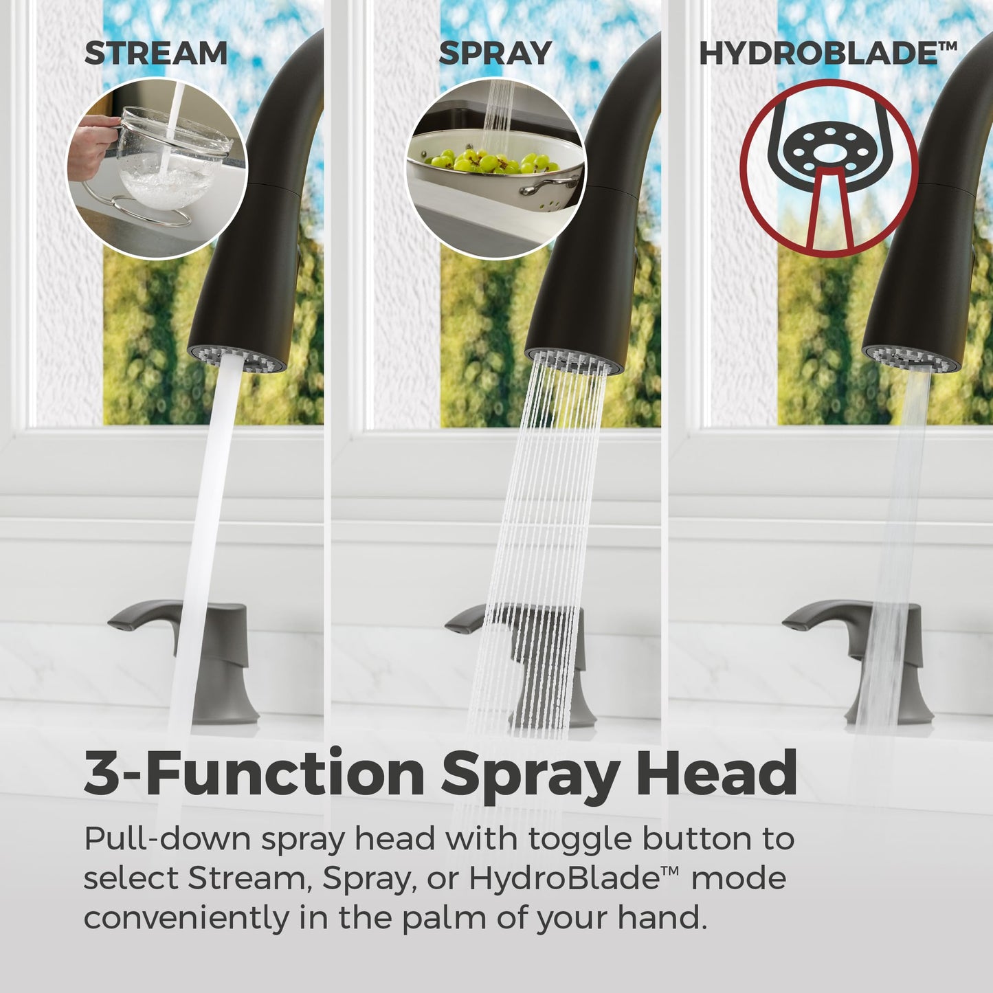 Pfister Wray Kitchen Faucet with Pull Down Sprayer and Soap Dispenser, Single Handle, High Arc, NSF Certified, Matte Black Finish, F5297WRYB