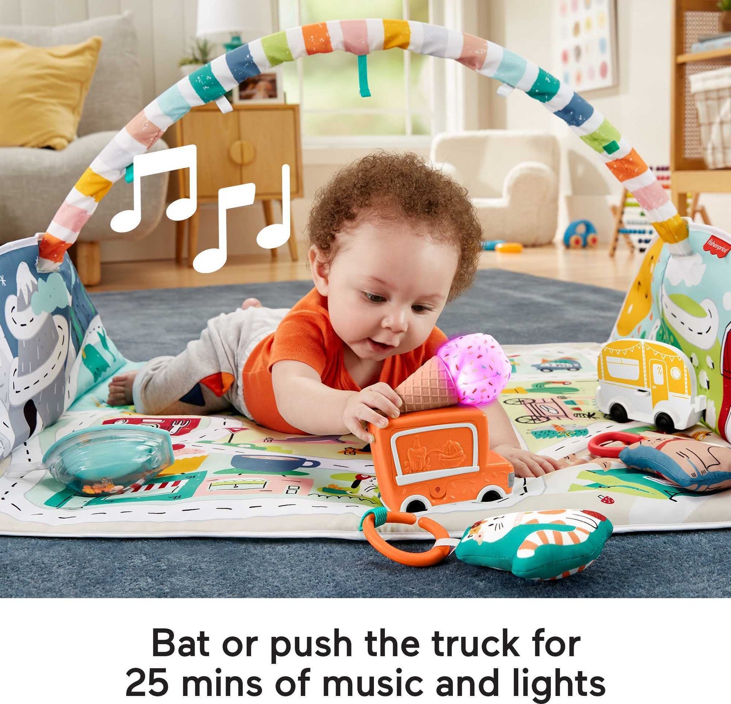 Fisher-Price Baby Playmat Activity City Gym to Jumbo Toddler Vehicle Mat with Music & Lights for Developmental Play Newborns Ages 0+ Months