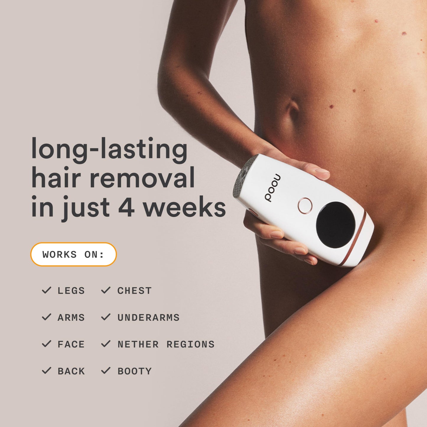 NEW Nood™ Flasher 2.0 + Serum + Shaving Starter Kit — IPL Laser Hair Removal Device for Women & Men with Refillable 5-Blade Razors & After Shave to Prevent Ingrowns & Slow Hair Regrowth — Gloss White