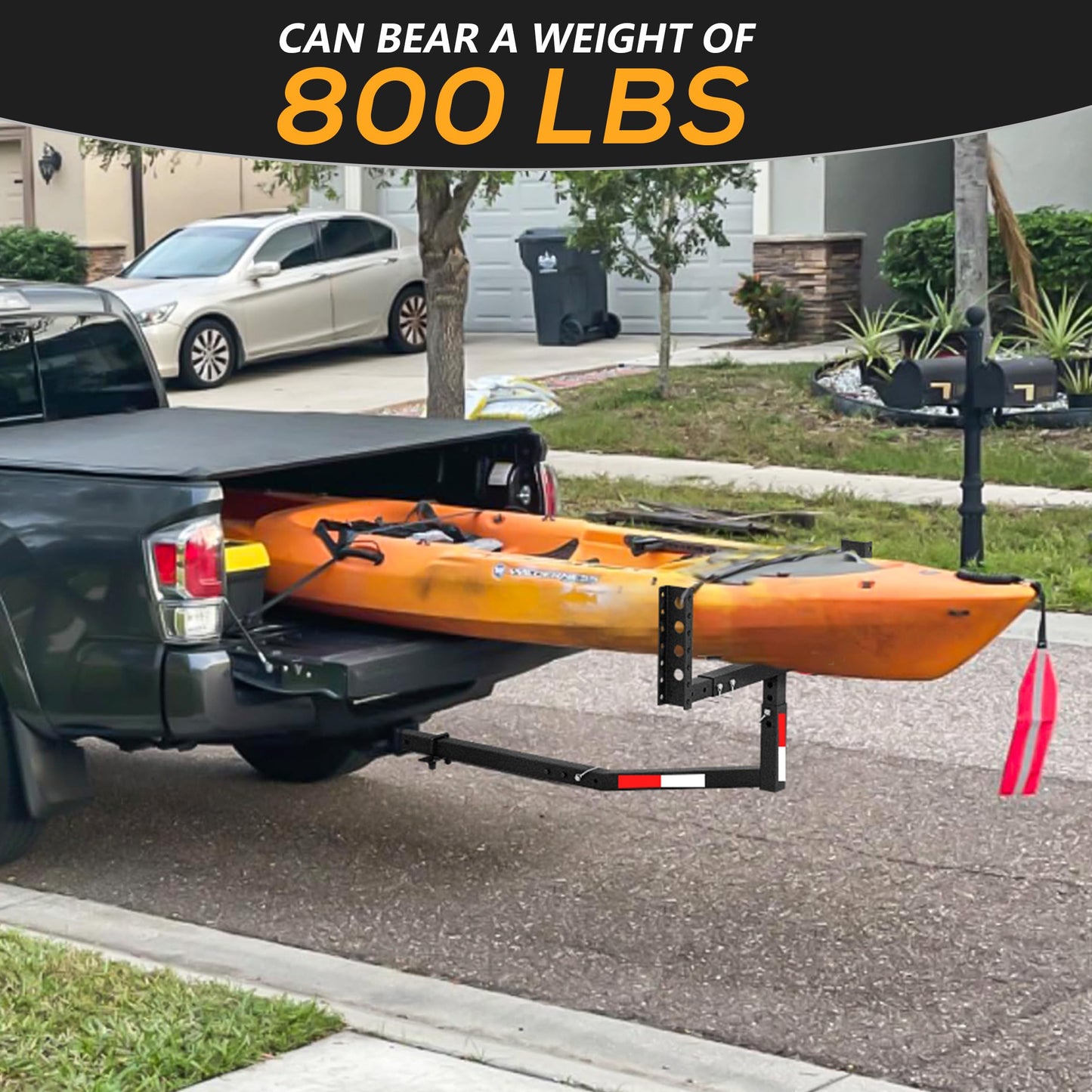 YZONA Truck Bed Extender Hitch Mount, 2 in 1 Design Foldable Kayak Hitch Extender, 800 lbs Load Capacity Tailgate Hitch Extendsion for Pickup Trucks & SUVs for Kayak Ladder, Canoe, Pipes, Lumber Rack