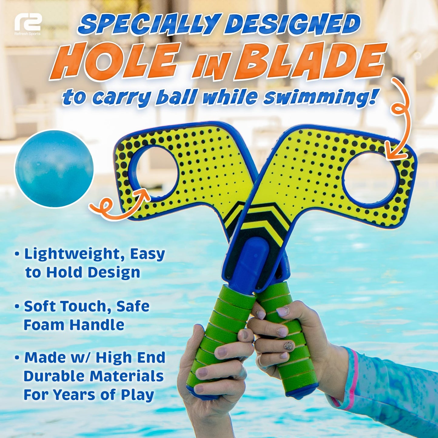 Aqua Hockey Sticks Pool Games - Pool Toys for Kids & Hockey Gifts for Boys - Water Toys Knee Sticks Set Beach Games - Pool Gifts for Boys & Girls - Swimming Toy for Kids Ages 4-8 & 8-12 Year Old