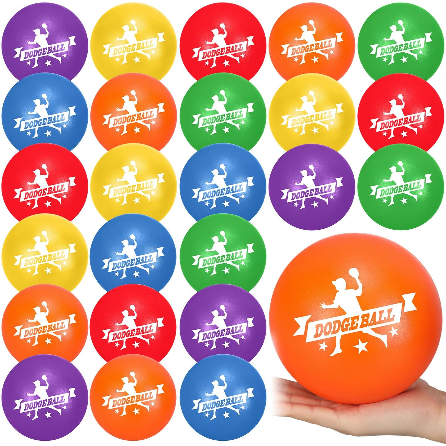 Jerify 24 Pcs Foam Dodgeball Set 5 Inch Soft Skin Playground Dodgeballs Bulk, Low Density Foam for Non Sting Dodgeball Sports Equipment for Kids and Adults