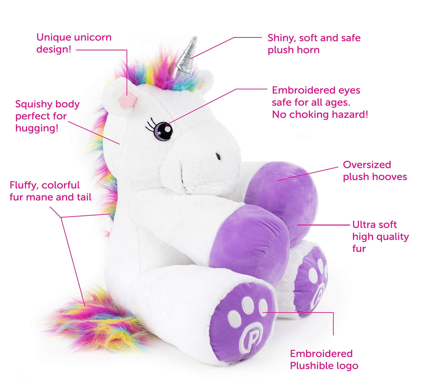 Plushible Poppy The Unicorn Stuffed Animal, 18" Plush Unicorn Toy for Girls & Boys - Machine Washable Plush, Soft Stuffed Animal Toy, Gift's Day Gift for All