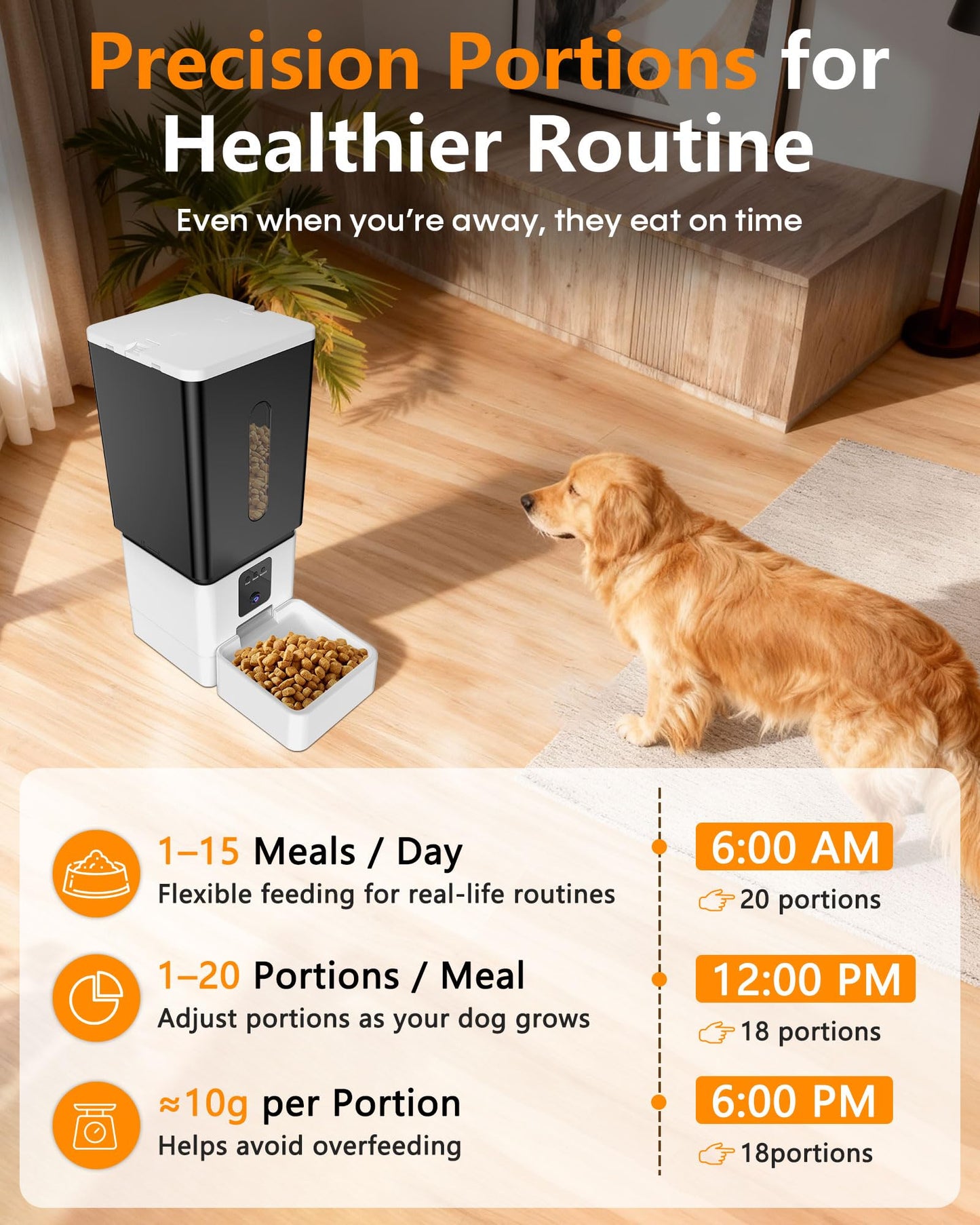 Automatic Dog Feeder Large Breed: 12L/50 Cups with HD 1080P Camera - 5G WiFi Anti-Clog Timed Dog Feeder for Golden Retriever Busy Owners by UTCG