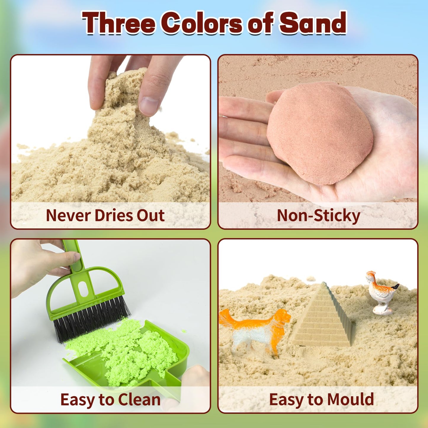 Bloolilies Sensory Bin, 59 Pcs Farm Sensory Sand Box Kits with Sandbox & Farm Animals & Tractor Playset, Play Sand Art Kit Magic Sand Toys for Boys Girls Toddlers Birthday Gift for Kids