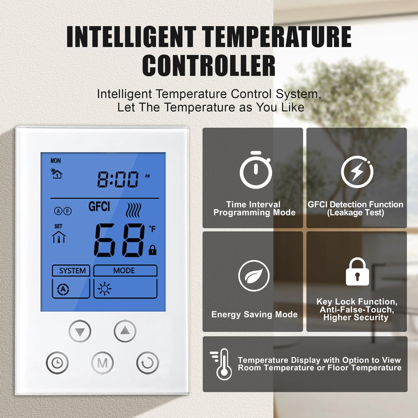 BLARALA Electric Radiant Floor Heating System, 30 Sq.ft Electric Heated Floor Mats for Bathroom, Includes Programmable Thermostat, Heat Mat, Installation Monitor, and Temperature Sensors(240V)