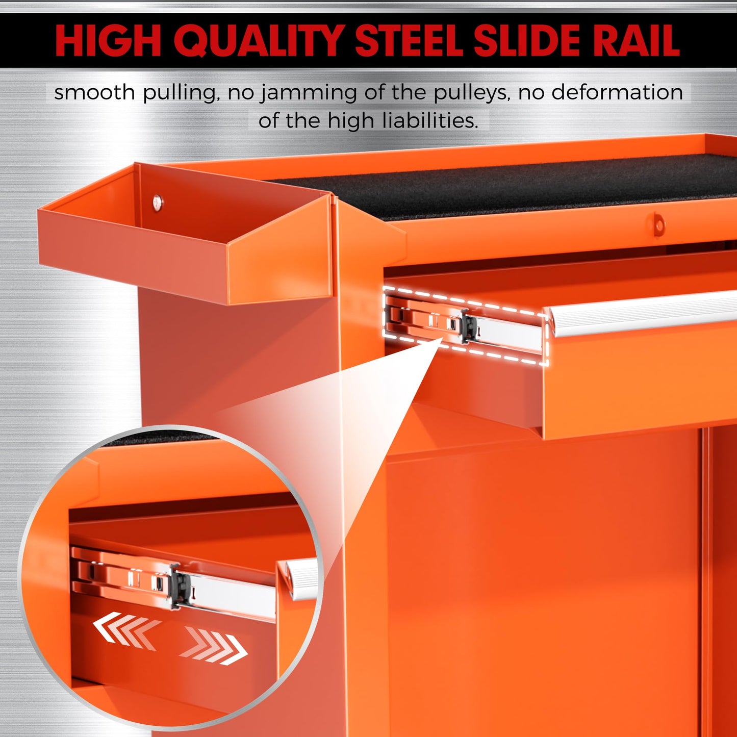 Brightpeak 5-Drawer Rolling Tool Chest – Heavy-Duty Steel Tool Cabinet with Detachable Top Box & Locking Wheels – Secure 2-in-1 Garage Workshop Storage, Tool Organizer(Orange)