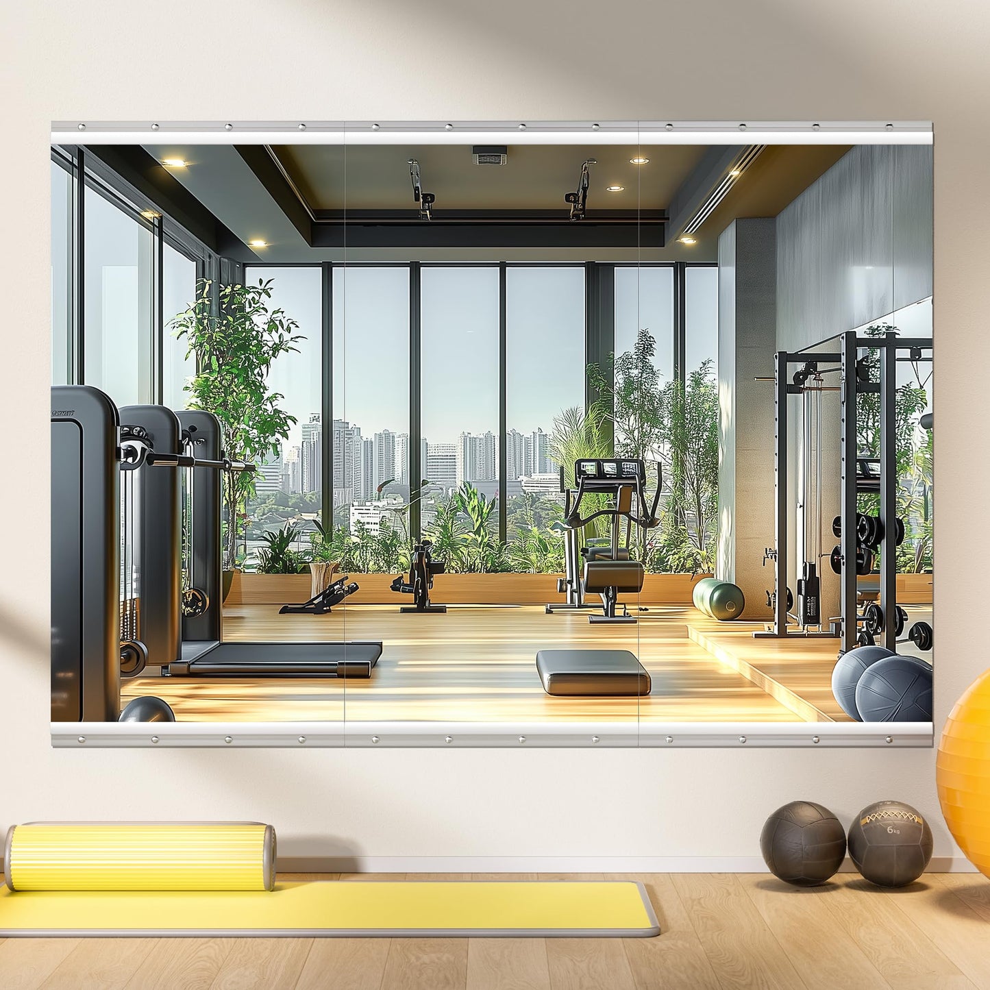 WINNICE 48"x24" 3 Pack Home Gym Mirror Set, Full Body Wall Mounted Fitness Mirrors, 4MM Tempered Glass for Yoga, Dance, Studio with Complete Installation Kit