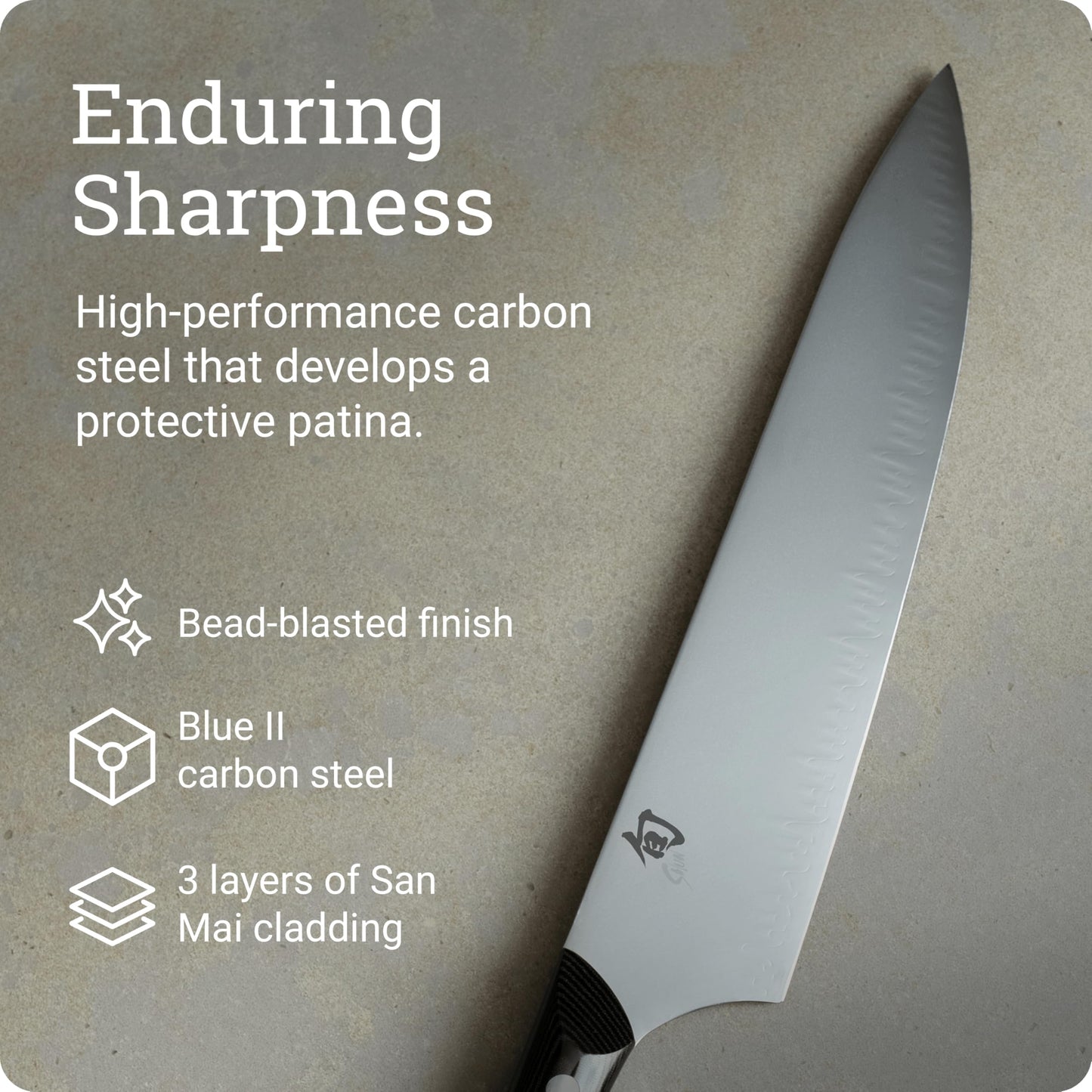 Shun Narukami 10" Chef’s Knife, Handcrafted Japanese Kitchen Knife for Professional and Home Chefs, Blue II Carbon Steel Core and San Mai Stainless Steel Cladding, Micarta Handle