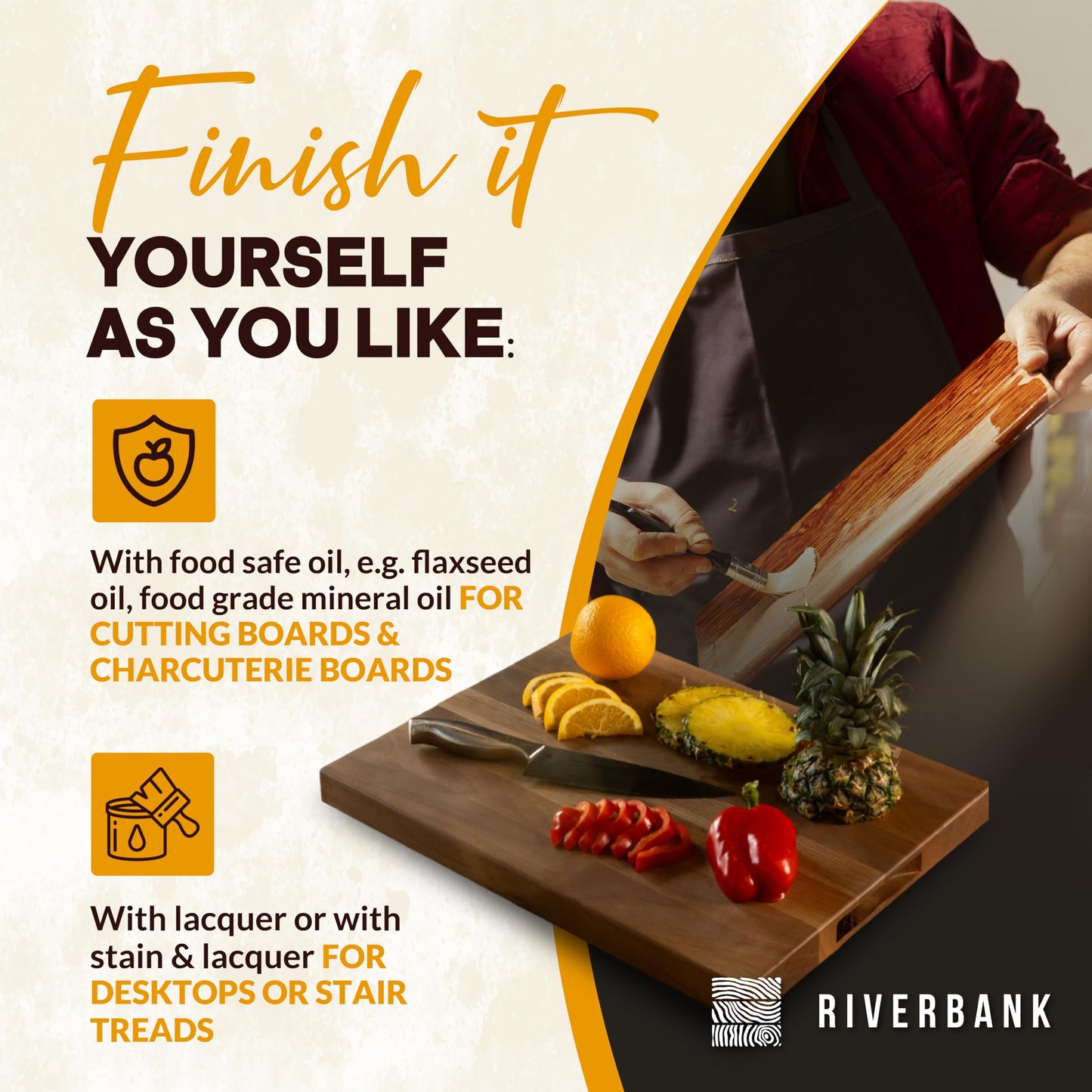 Riverbank Walnut Butcher Block Countertop, 39" Long, 25” Wide, 1.5” Thick Unfinished Solid Wood Tabletop, Perfect for Charcuterie Board, Cutting Board, DIY Hardwood Kitchen Island or Desktop