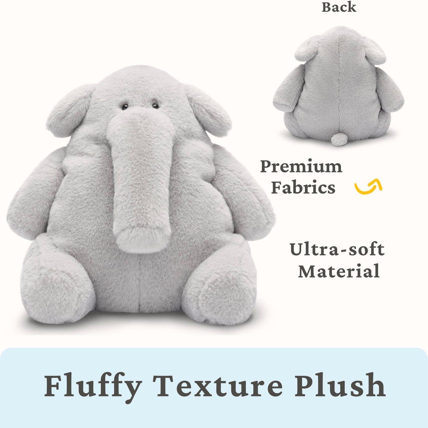 IKASA Elephant Stuffed Animals Plush Toys,10" Cute Plushie Soft Cuddly Plushy Fluffy Toy, Gifts for Family Kids Girls Boys